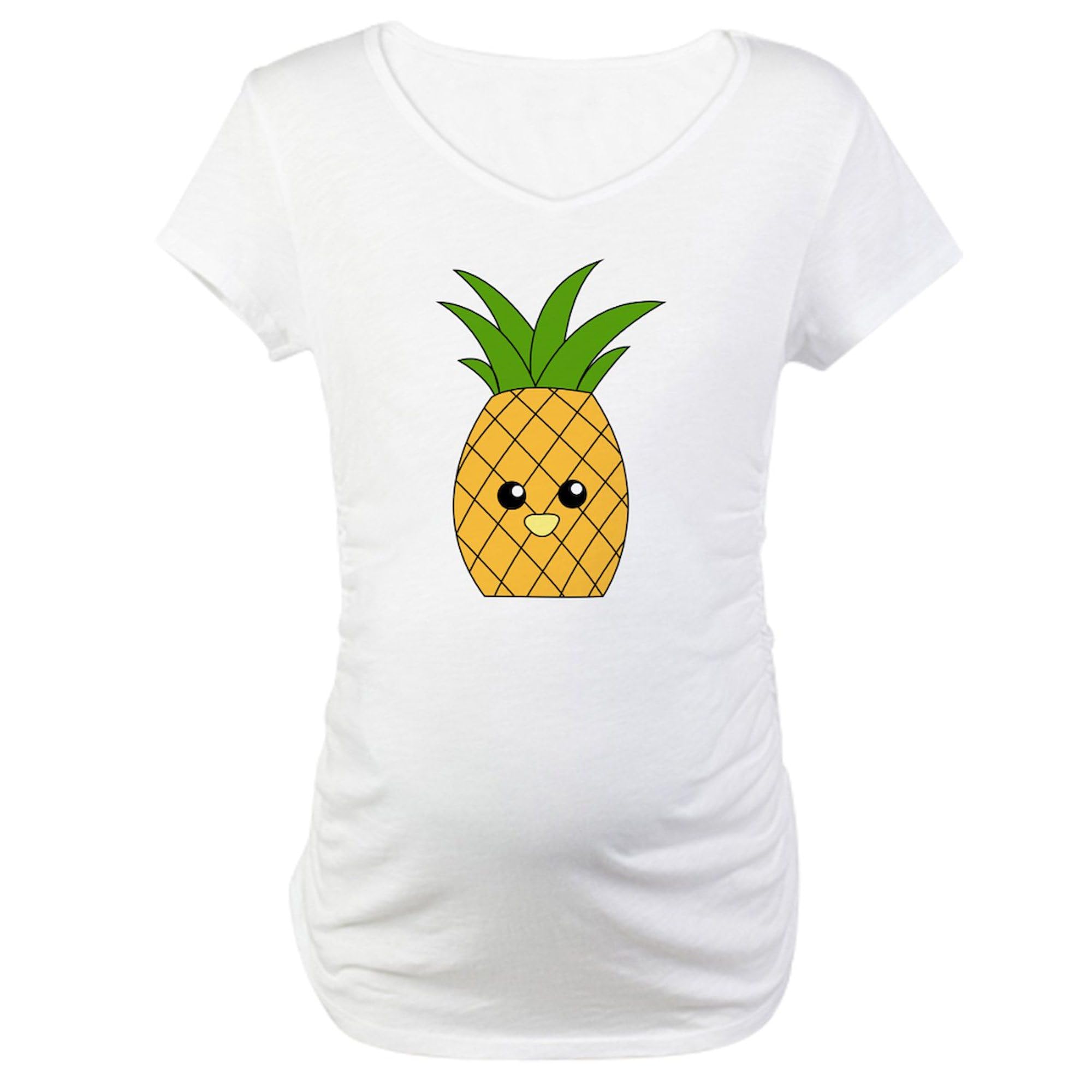 Pineapple Maternity T-Shirt for Women - Stretchy Ruched Side Pregnancy Top | Comfortable & Stylish for Baby Showers, Maternity Photos & Everyday Wear