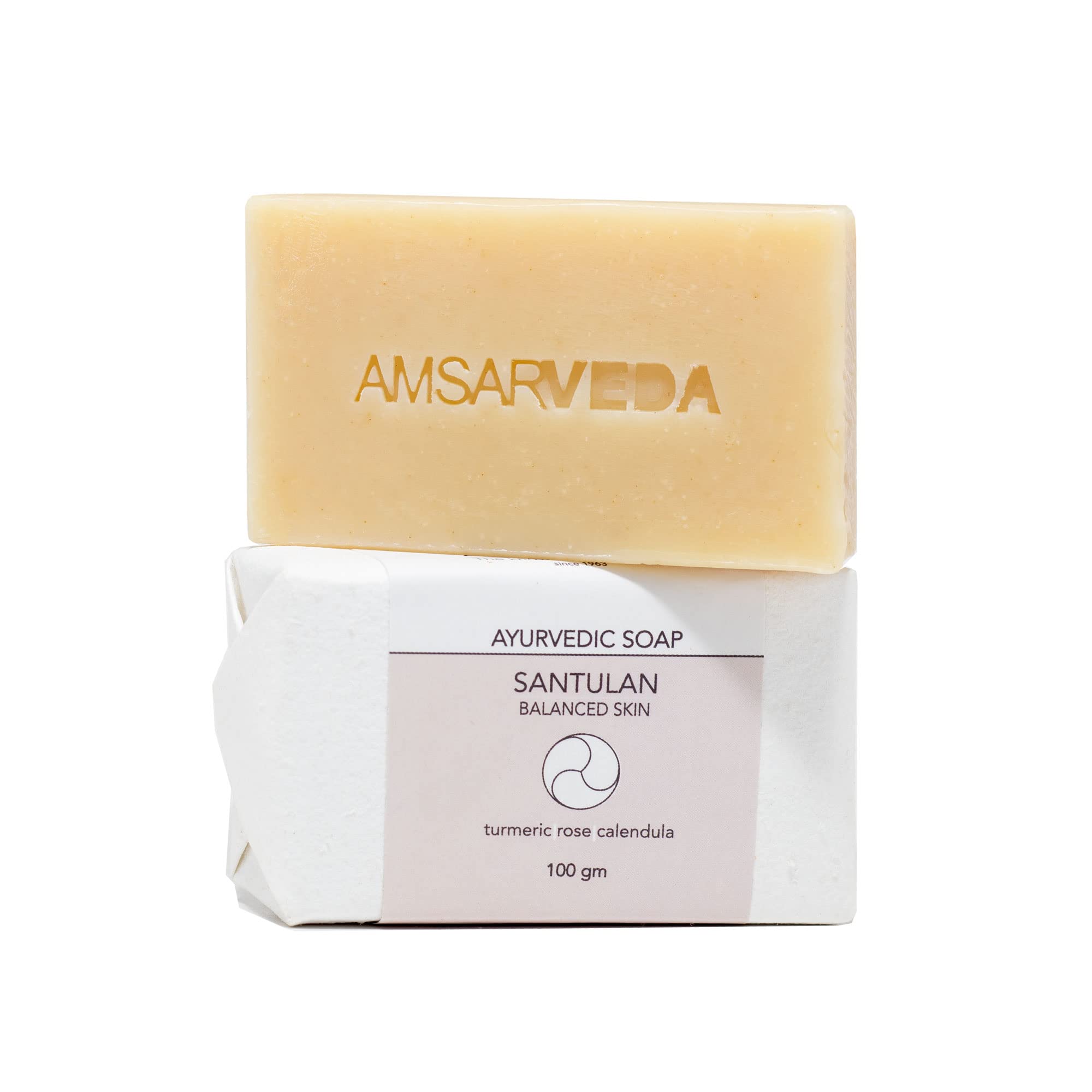 Amsarveda Santulan Ayurvedic Soap for Balanced Skin - Natural Herbal Cleanser for Dry, Oily & Sensitive Skin - Perfect for Daily Skincare & Relaxing Bath Time