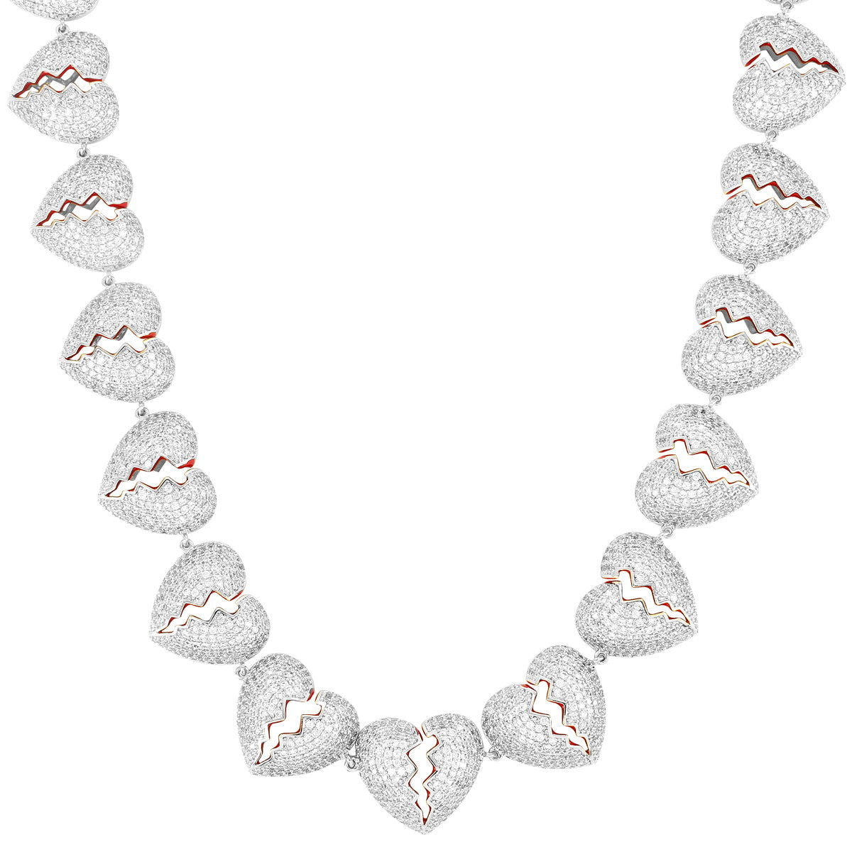 Bling Broken Heart Red Enamel Choker Necklace for Men - 24 Inch Gothic Punk Jewelry - Perfect for Valentine's Day, Halloween & Alternative Fashion