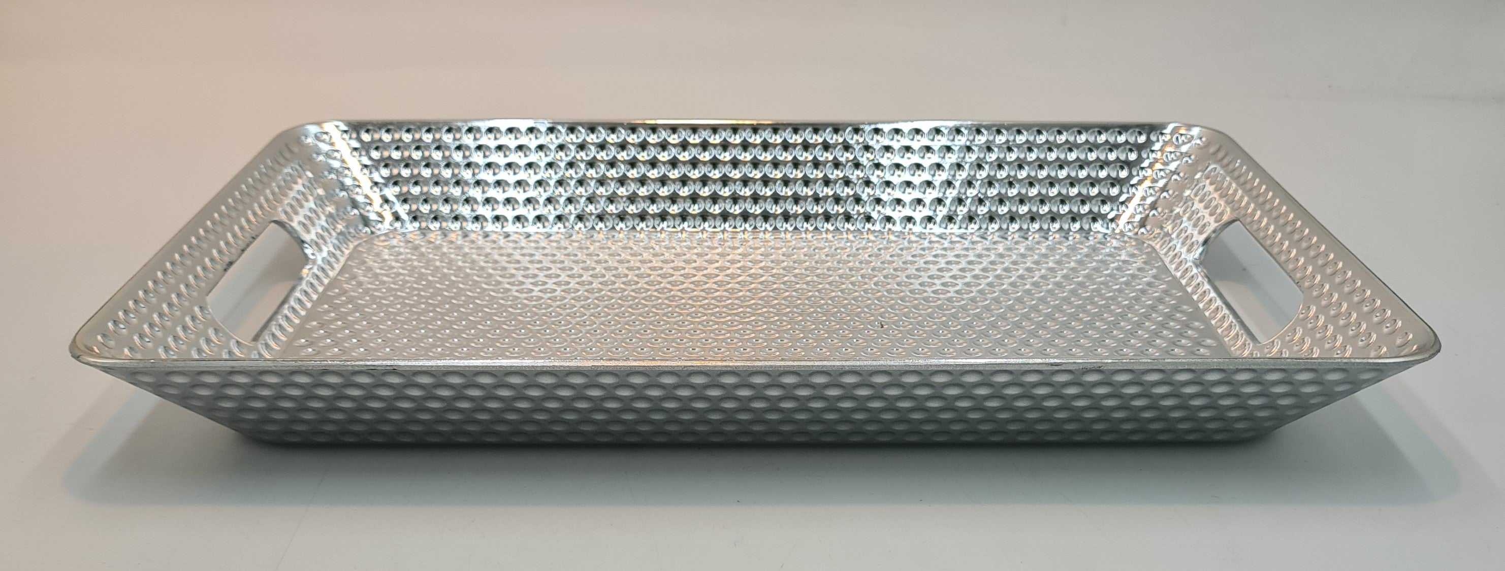 16x10.5 Inch Silver Metal Tray - Elegant Serving Tray for Dining, Parties, and Home Decor