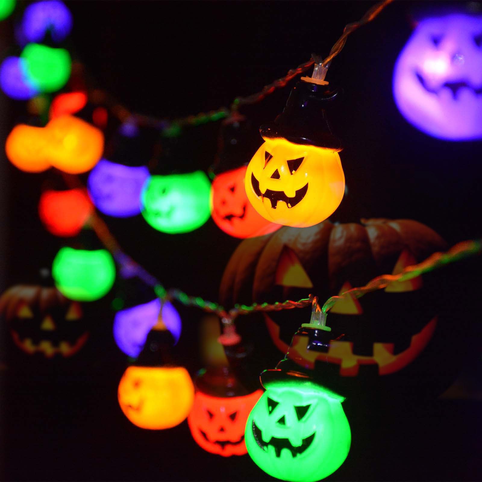 Upgraded Solar Halloween Lights Outdoor - 30 LED Solar Powered Pumpkin String Lights with 8 Modes, Auto On/Off, Waterproof for Garden, Yard, Lawn - Perfect for Halloween Decorations, Patio Parties & Outdoor Events