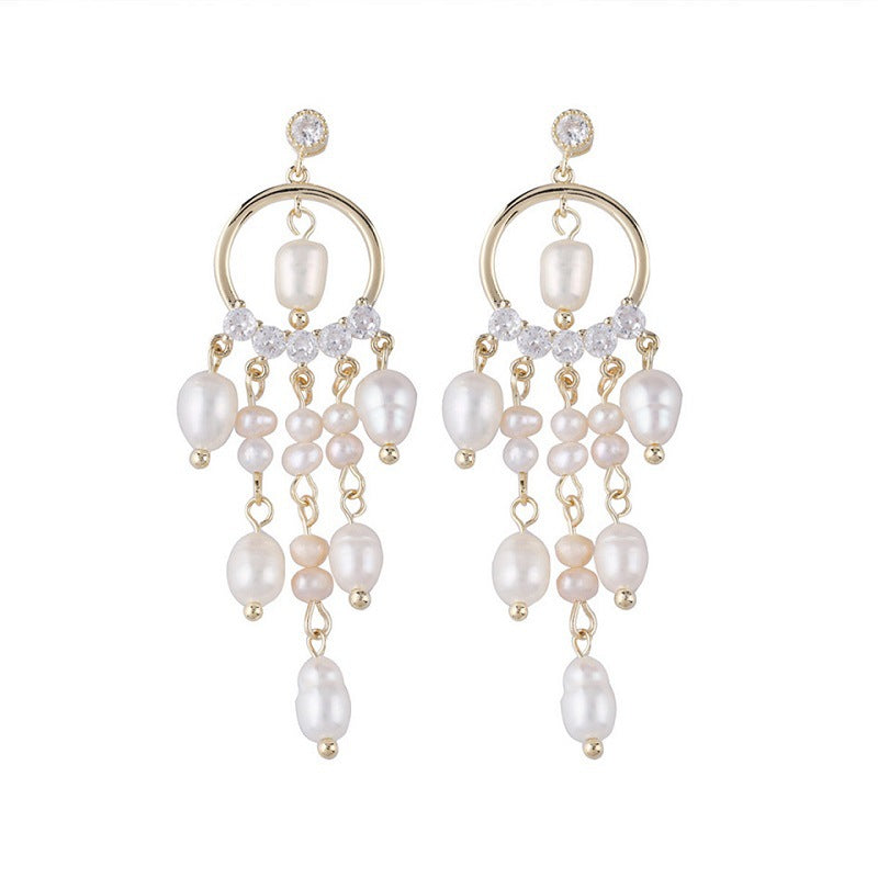 Baroque Freshwater Pearl Chandelier Earrings for Women - Elegant Dangle Earrings for Wedding, Party & Special Occasions | HE9269