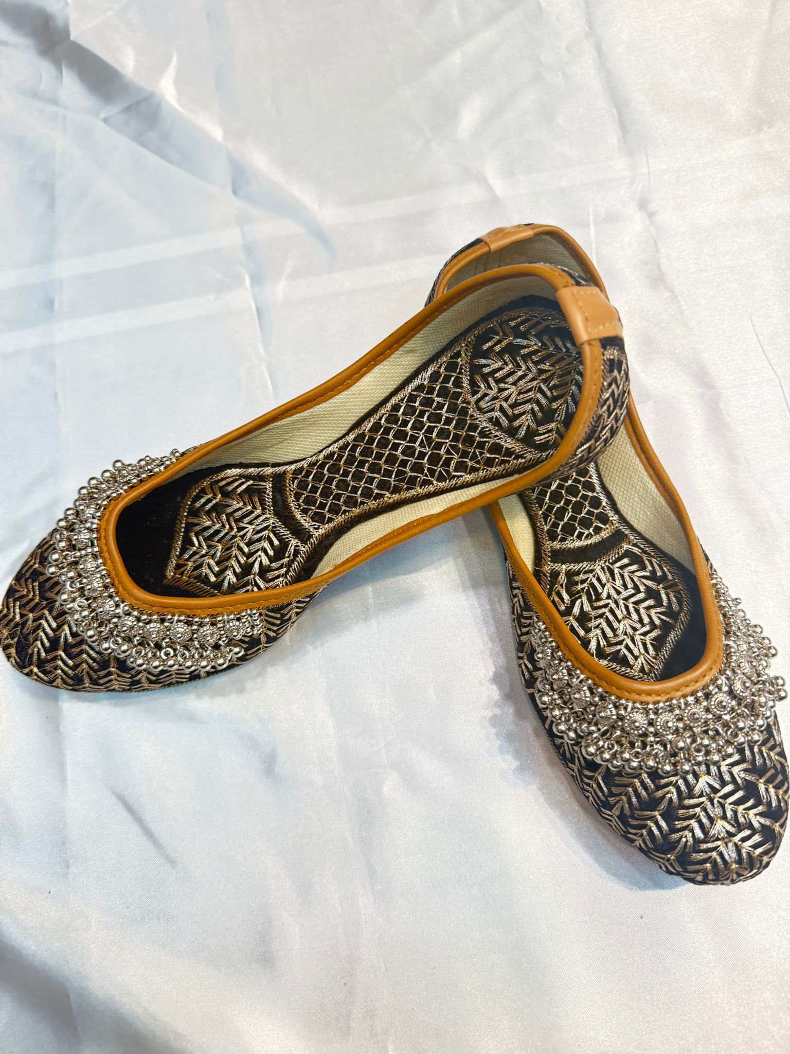 Trending Black and Gold Ghungroo Jutti for Women - Extra Soft & Stylish Indian Flats for Dance, Weddings, and Festive Occasions