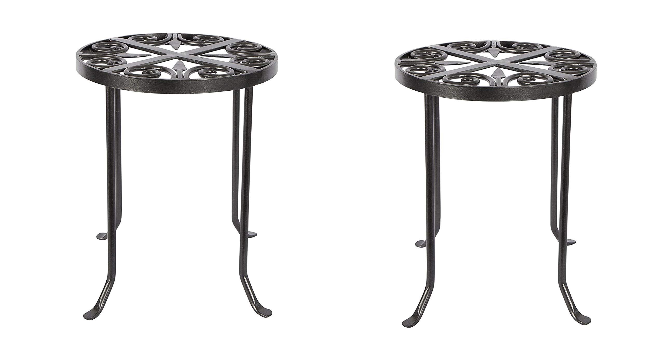 Achla Designs VTT-01 Round Wrought Iron Trivet and Plant Stand, Graphite (Set of 2) - Perfect for Hot Pots, Serving Dishes, and Indoor/Outdoor Decor