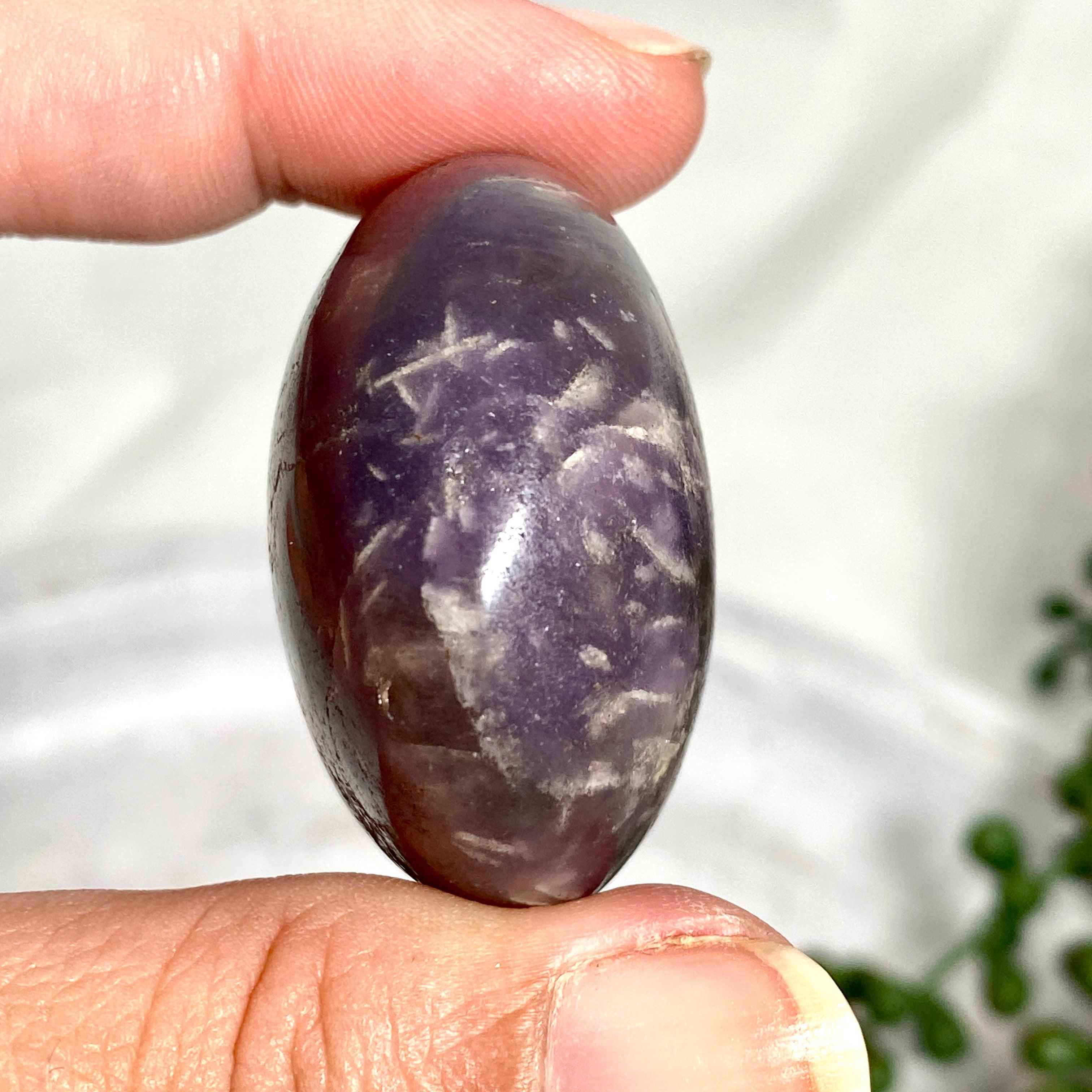 Natural Smokey Lepidolite Palm Stones - Healing Crystals for Stress Relief & Emotional Balance | Perfect for Meditation, Reiki, and Home Decor