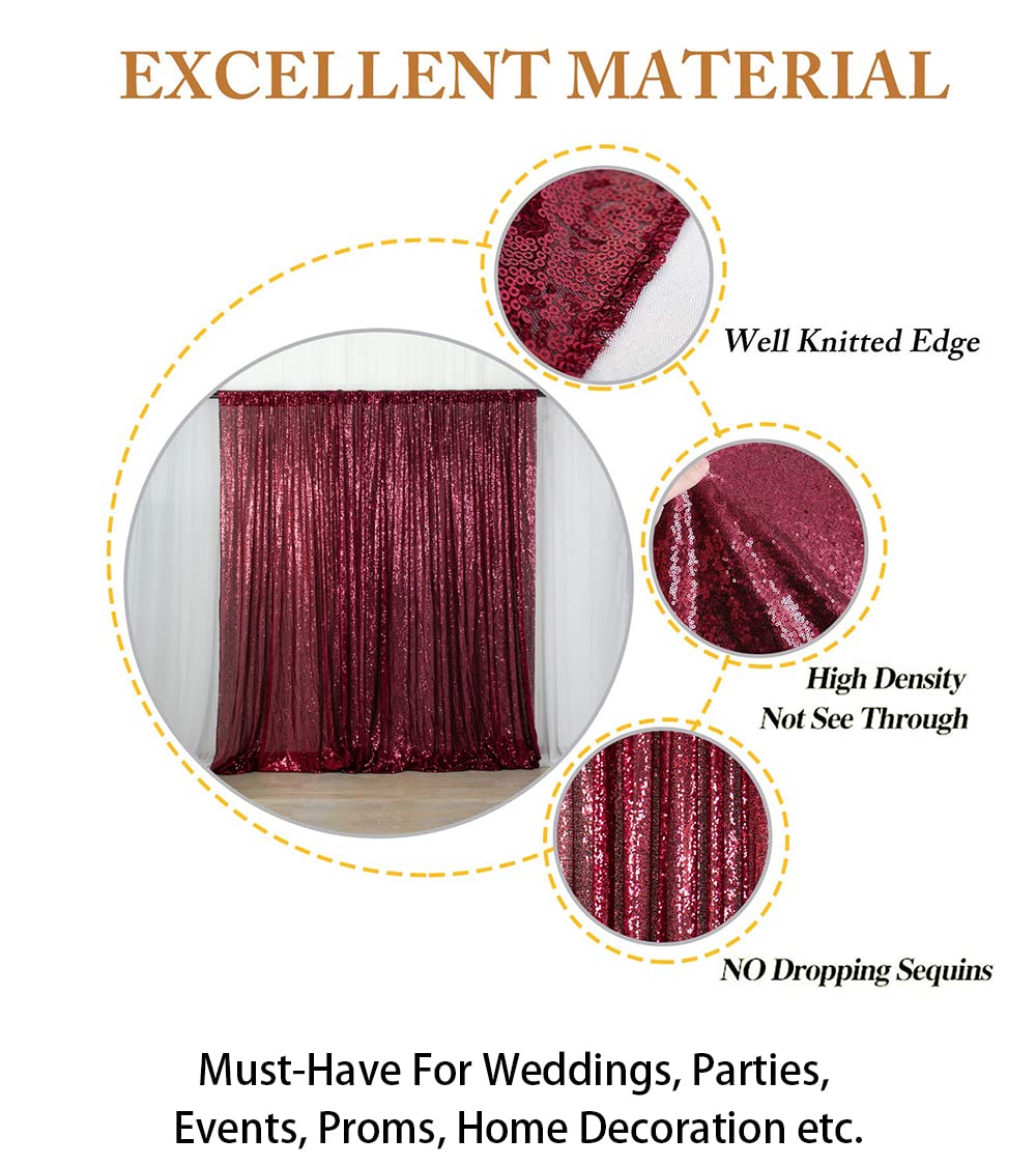 6x8ft Burgundy Sequin Sparkle Backdrop - Elegant Glitter Photo Booth Curtain for Weddings, Bridal Showers, Christmas Parties & Home Decor | ShiDianYi Premium Shimmer Window Drape