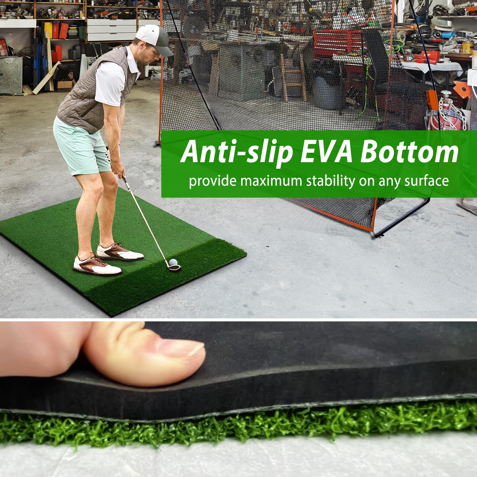 Premium 4x5 Feet Golf Hitting Mat - Indoor/Outdoor Golf Training Mat with Long & Short Artificial Turf for Chipping, Swing & Driving Practice - Perfect Golf Gift for Men, Women & Golf Enthusiasts - Ideal for Home, Backyard & Driving Range Practice