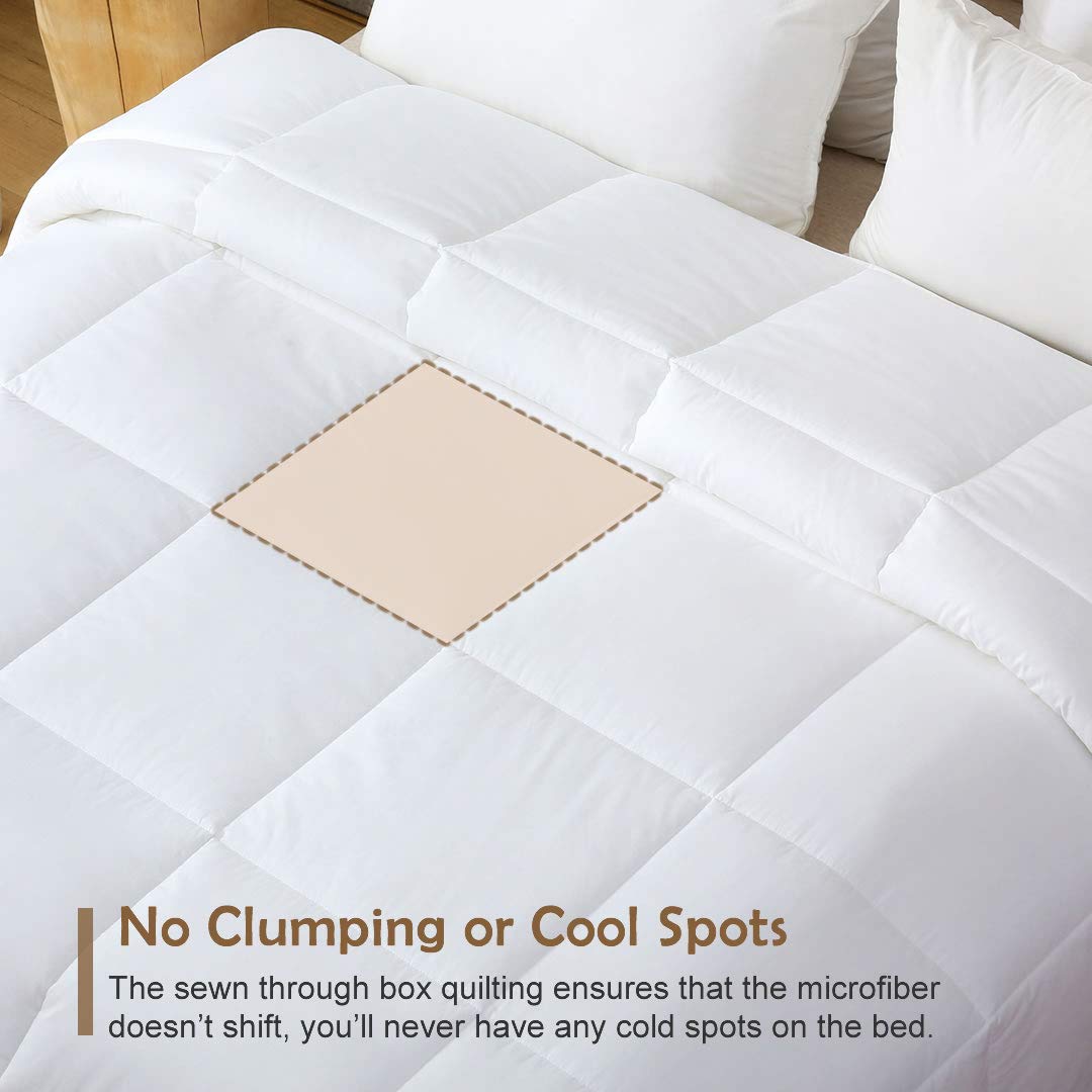 Ultra-Soft 100% Cotton Lightweight Down Alternative Comforter Twin Size - Breathable Eucalyptus Microfiber Filled Duvet Insert for Hot Sleepers (68x88 Inches, White) | Perfect for Summer Nights & Temperature Regulation