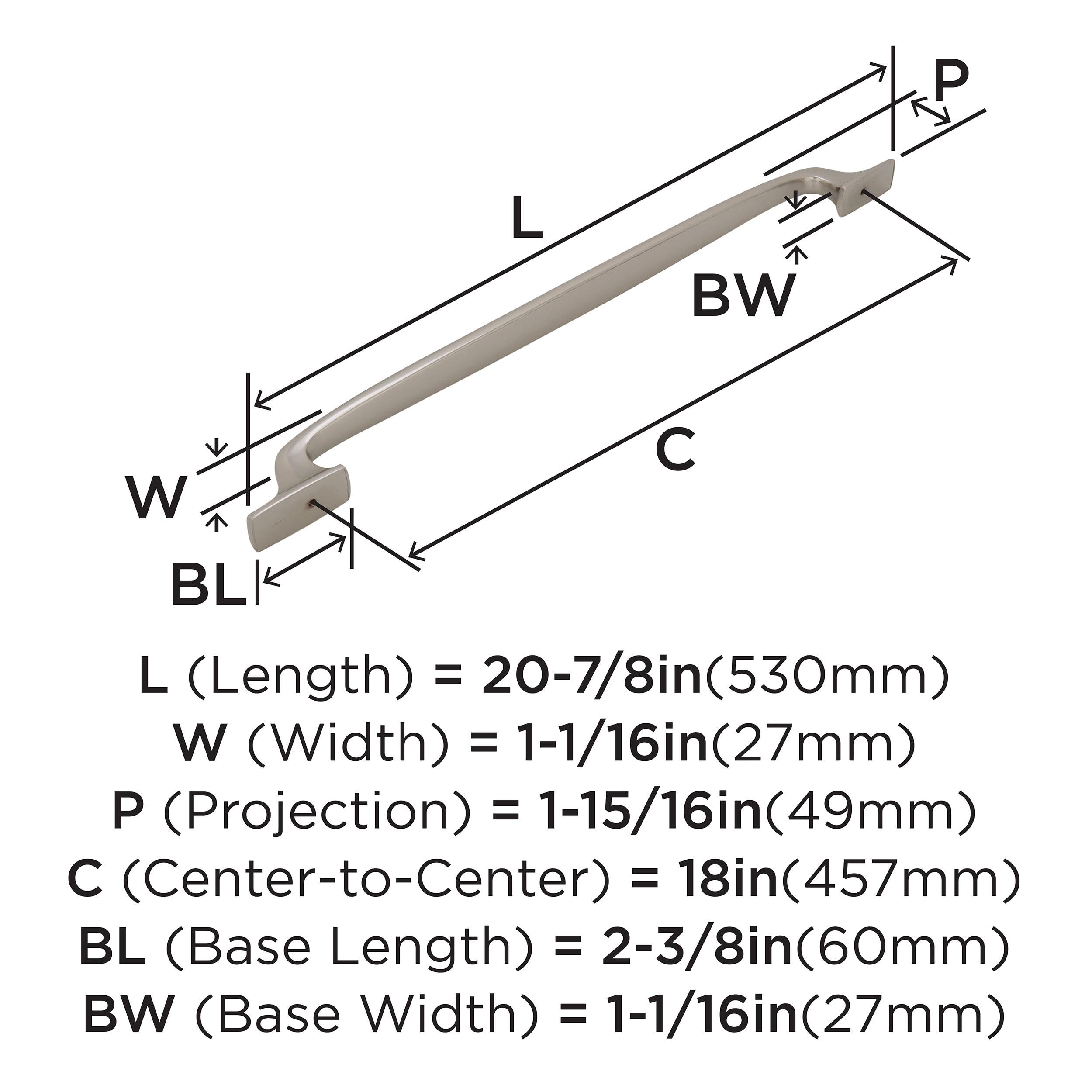 Amerock 18 Inch (457mm) Center to Center Polished Nickel Appliance Pull - 1 Pack Drawer Handle Cabinet Hardware for Kitchen, Bathroom & Furniture Upgrade