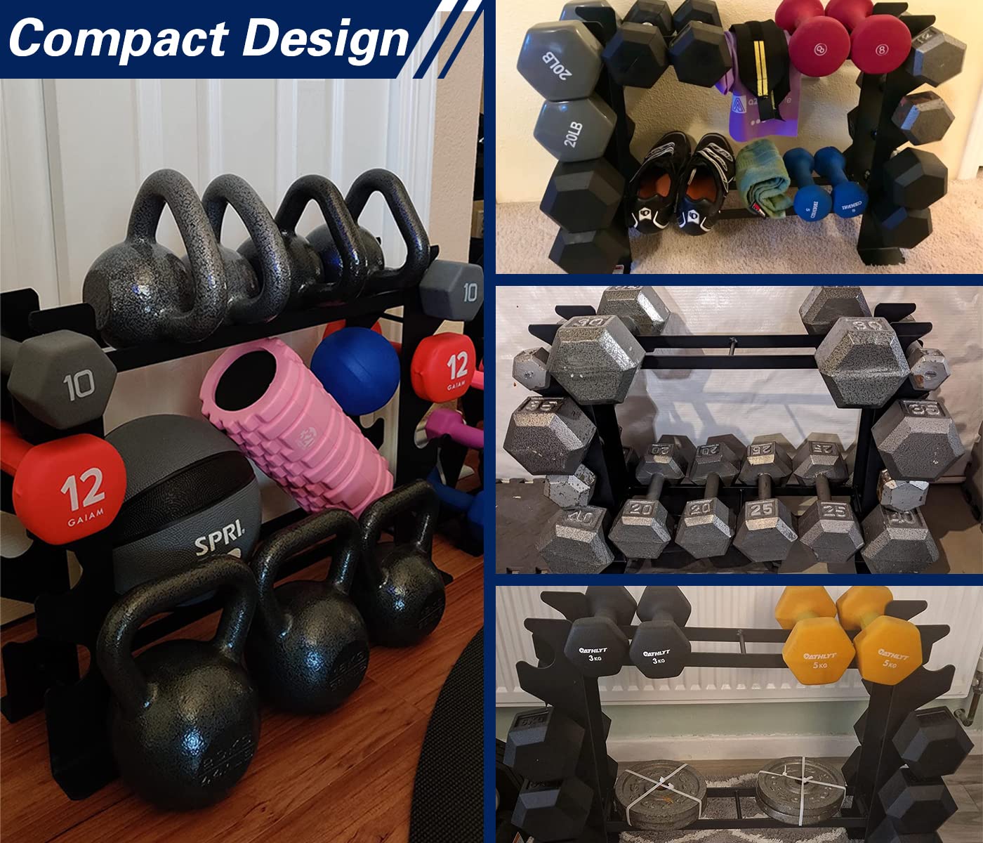 DONOW 2-Tier Compact Dumbbell Rack Stand for Home Gym - Space-Saving Dumbbell Storage Organizer (26.75
