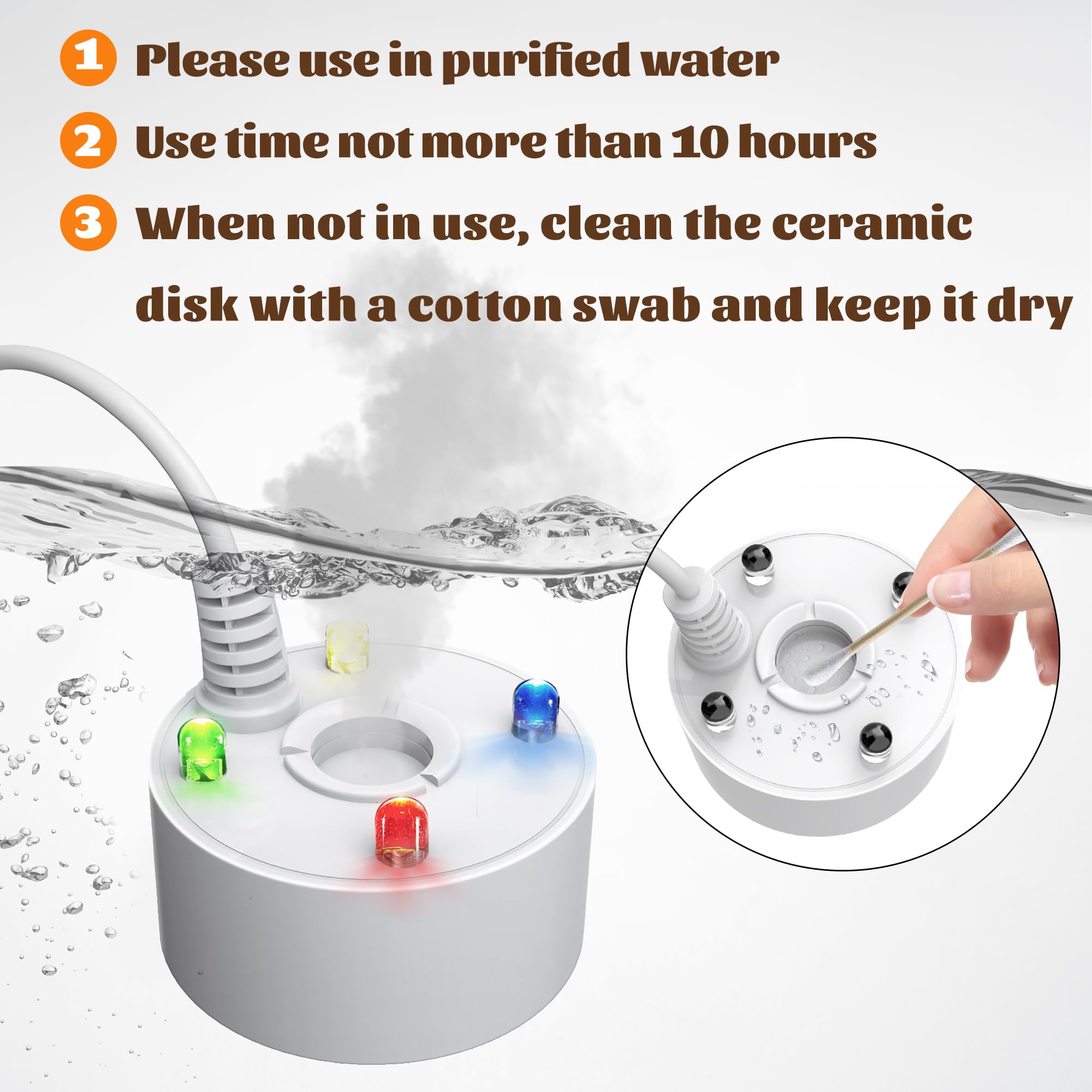 Mini Fountain Mister with 4 LED Lights - Indoor/Outdoor Fogger & Halloween Cauldron Mist Maker (White) | Perfect for Home Decor, Garden Parties, and Spooky Halloween Displays
