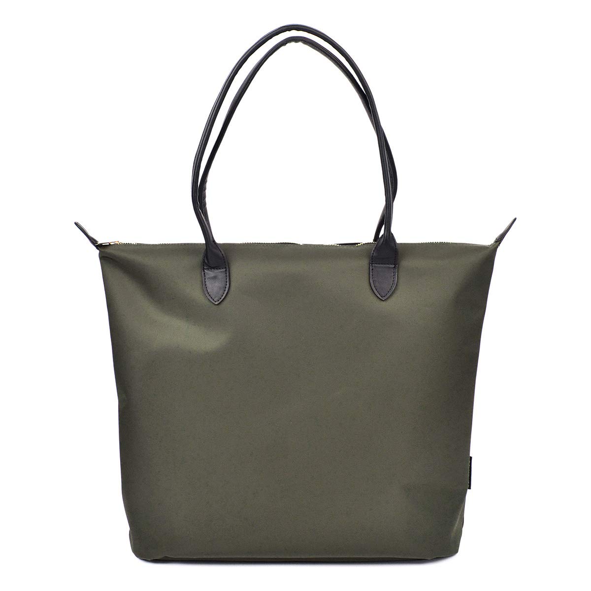 Premium Large Nylon Tote Bag - Water Resistant Top Zip Shoulder Handbag for Women, Work, Travel & Shopping (Black)