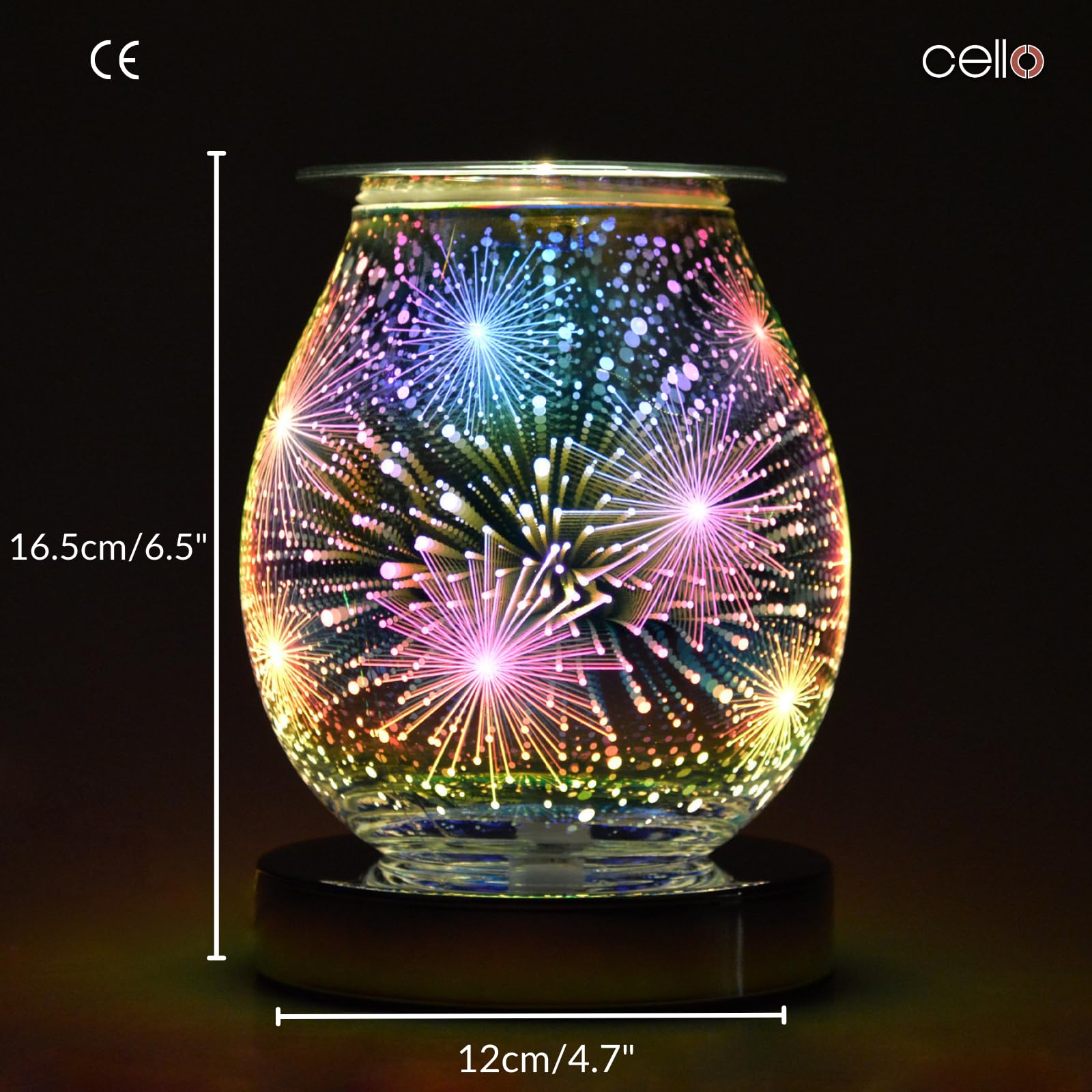3D Touch Electric Wax Burner with Cello Design - Flameless Aromatherapy Warmer for Home, Office & Spa - Firework Scented Wax Melter for Relaxation & Stress Relief