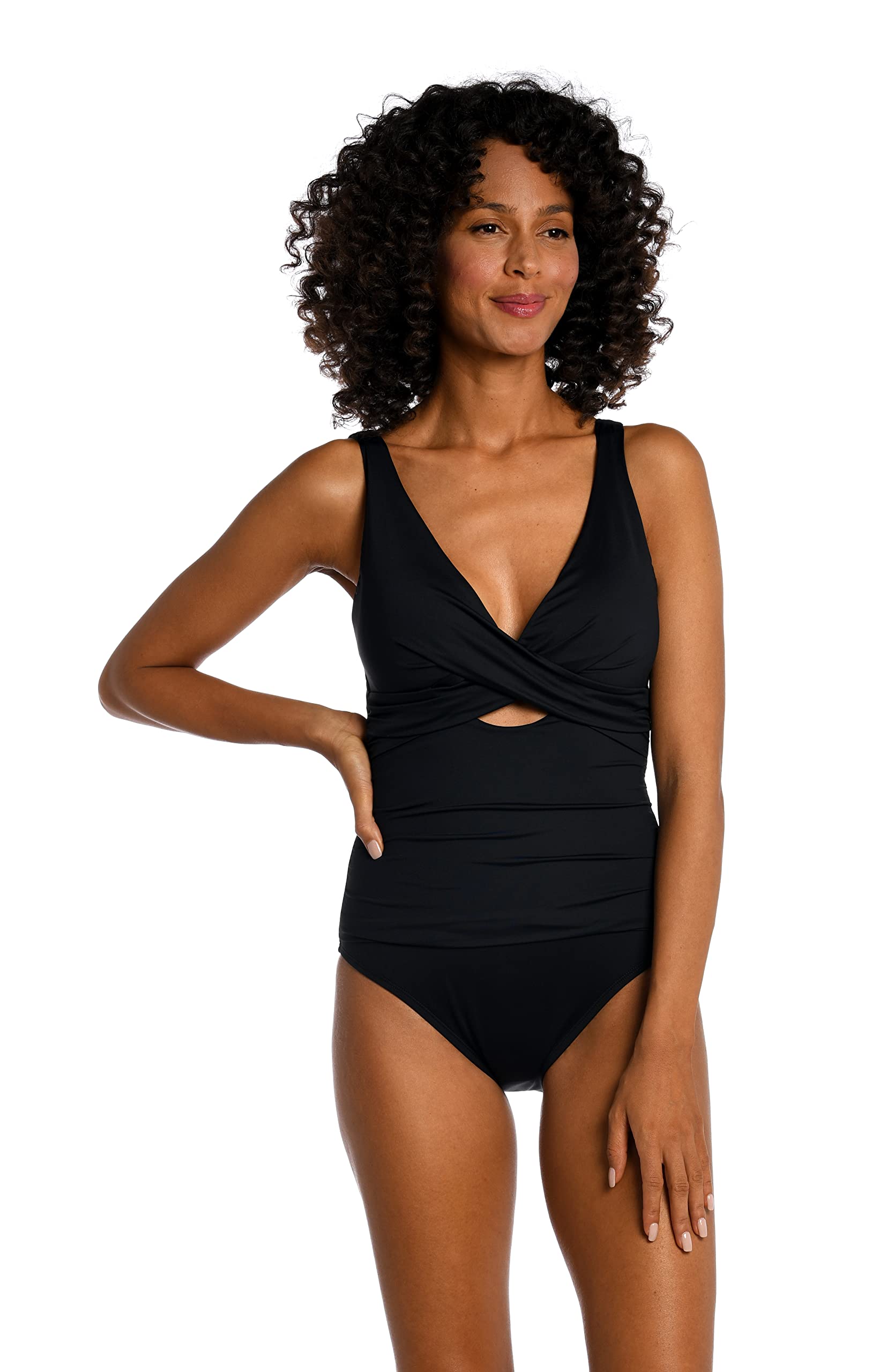 La Blanca Women's One Piece Swimsuit - Cross Front Keyhole Design, Island Goddess Bathing Suit for Beach Vacation & Pool Party | Flattering Swimwear for Summer