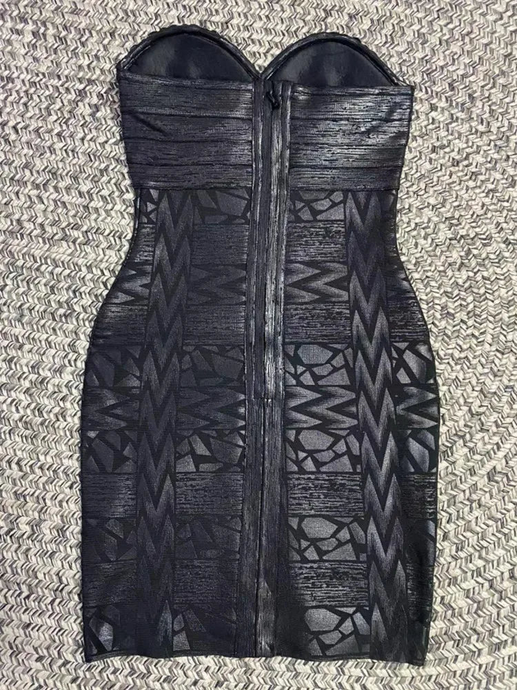 Sexy Strapless Crystal Bodycon Mini Dress for Women - Black, Silver & Gold Foil Colors | Bandage Nightclub Party Dress | Perfect for Clubbing, Celebrations & Special Occasions