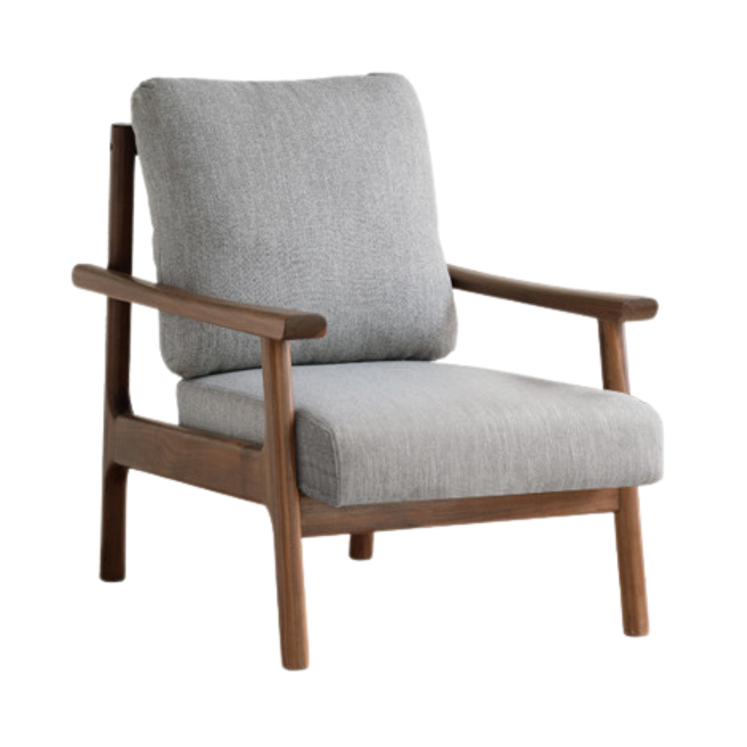 Handcrafted Black Walnut Solid Wood Single Sofa Chair - Modern Accent Chair for Living Room, Bedroom & Office - Perfect for Reading Nook, Lounge Area or Home Decor