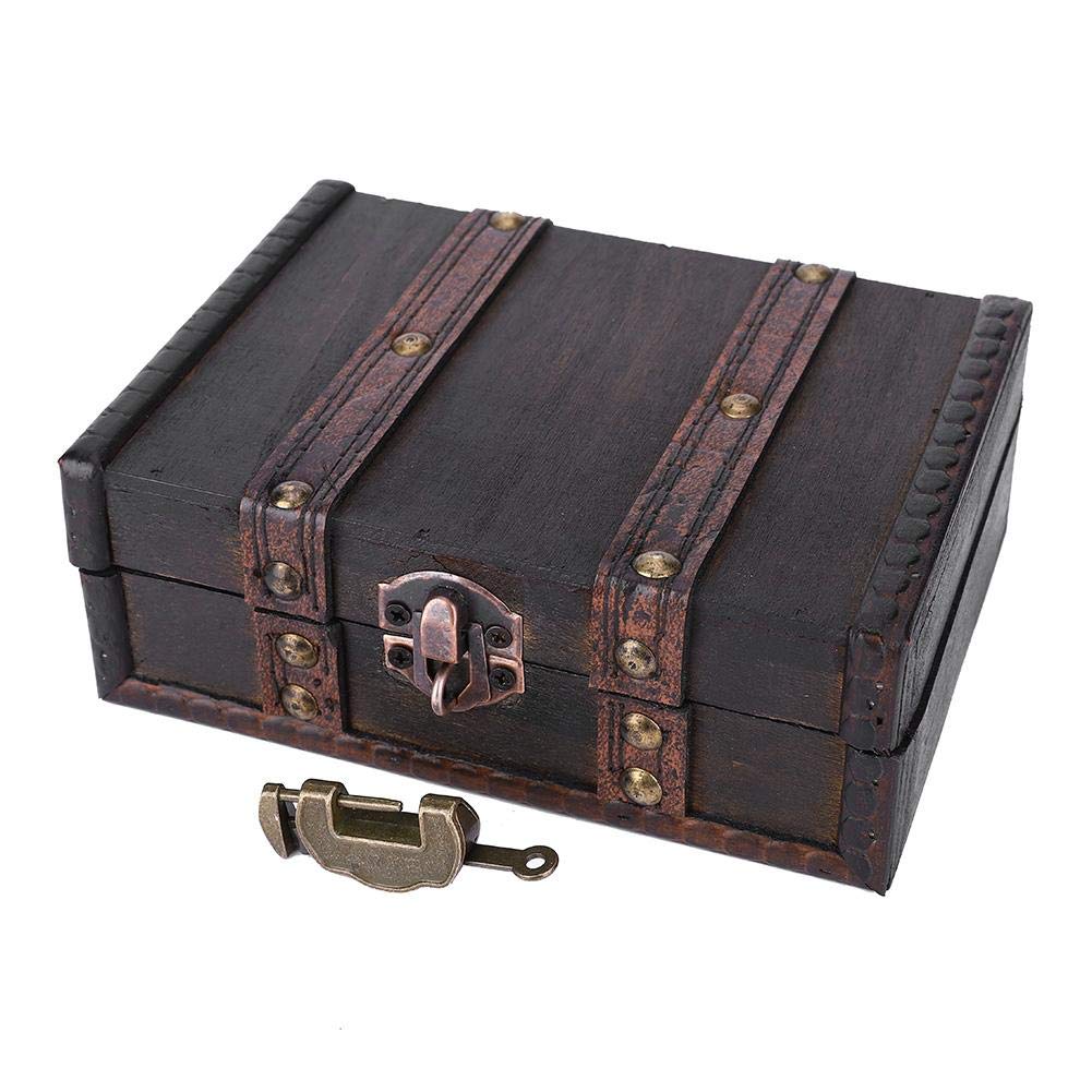 DIYdeg Wooden Jewelry Storage Box with Lock - Small Decorative Organizer for Bracelets, Rings & Accessories - Perfect for Home, Travel & Gift Giving (Old Gray, 6273-01-do)