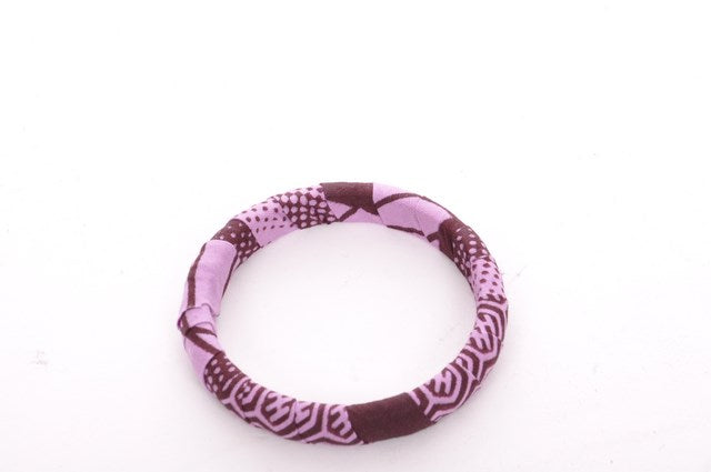 Stylish Lilac and Brown African Print Bangle DPBGM008A - Perfect for Boho Fashion, Cultural Events & Unique Gift Ideas