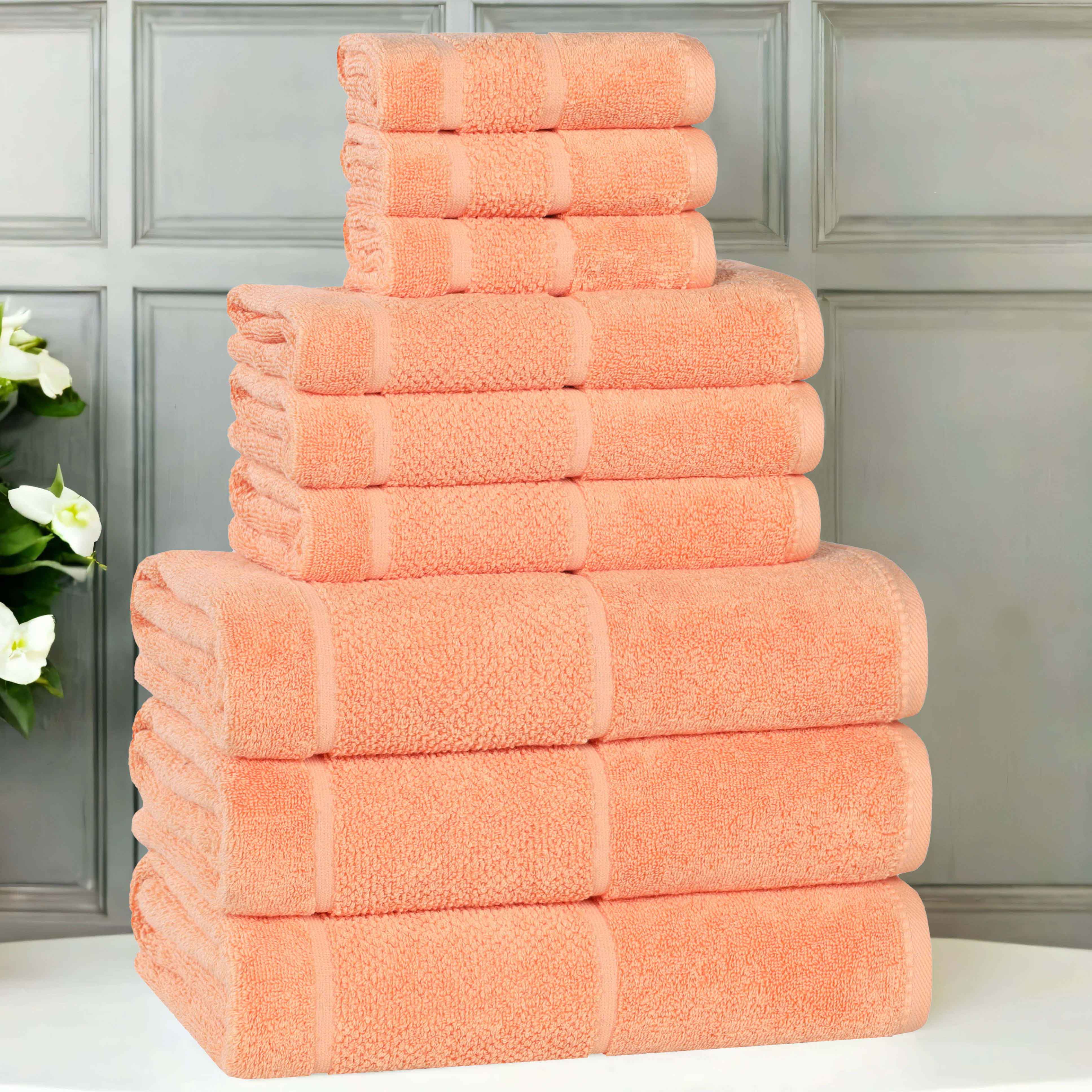 Premium 9-Piece Cotton Towel Set with Smart Twist Design & Broad Border - Soft, Absorbent Bath & Beach Towels for Spa, Gym, Travel & Home Use