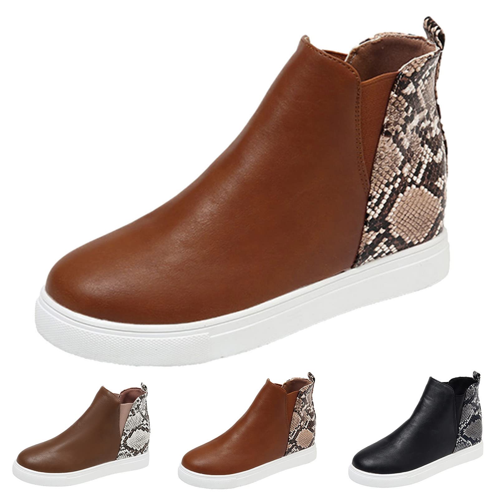 Women's High Top Fashion Sneakers - Serpentine Print Slip On Shoes with Breathable Round Toe | Casual Wear, Street Style & Everyday Comfort