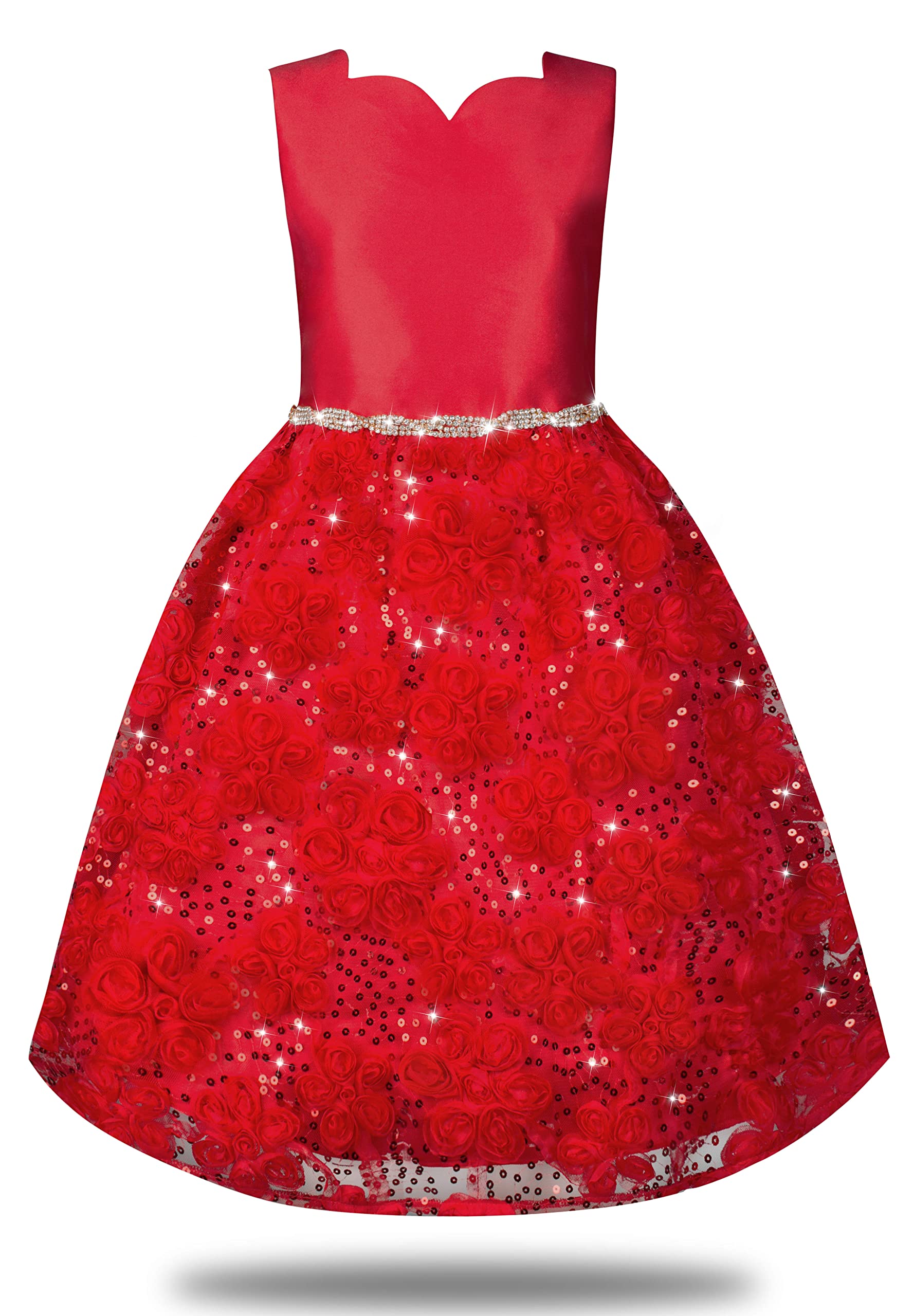 **Red Christmas Party Dress for Toddler Girls - Holiday Birthday Dance Outfit for Little Girls - Perfect for Christmas Celebrations, Birthday Parties & Special Occasions**