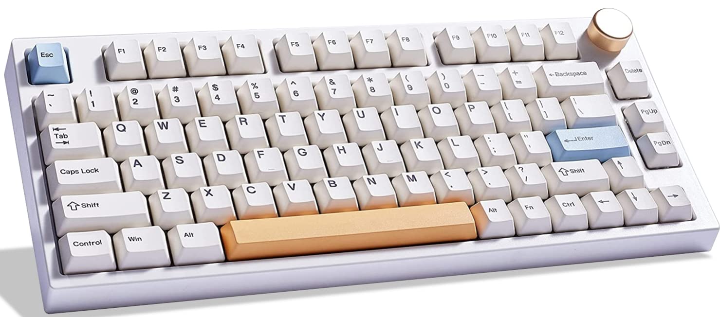 Keydous NJ80-AP Wireless Mechanical Keyboard with Knob - Bluetooth 5.0 & 2.4G Dual Mode, 75% Hot-Swappable RGB Gaming Keyboard, Dye-Sub PBT Keycaps for Windows & Mac - Perfect for Office Work, Gaming & Programming