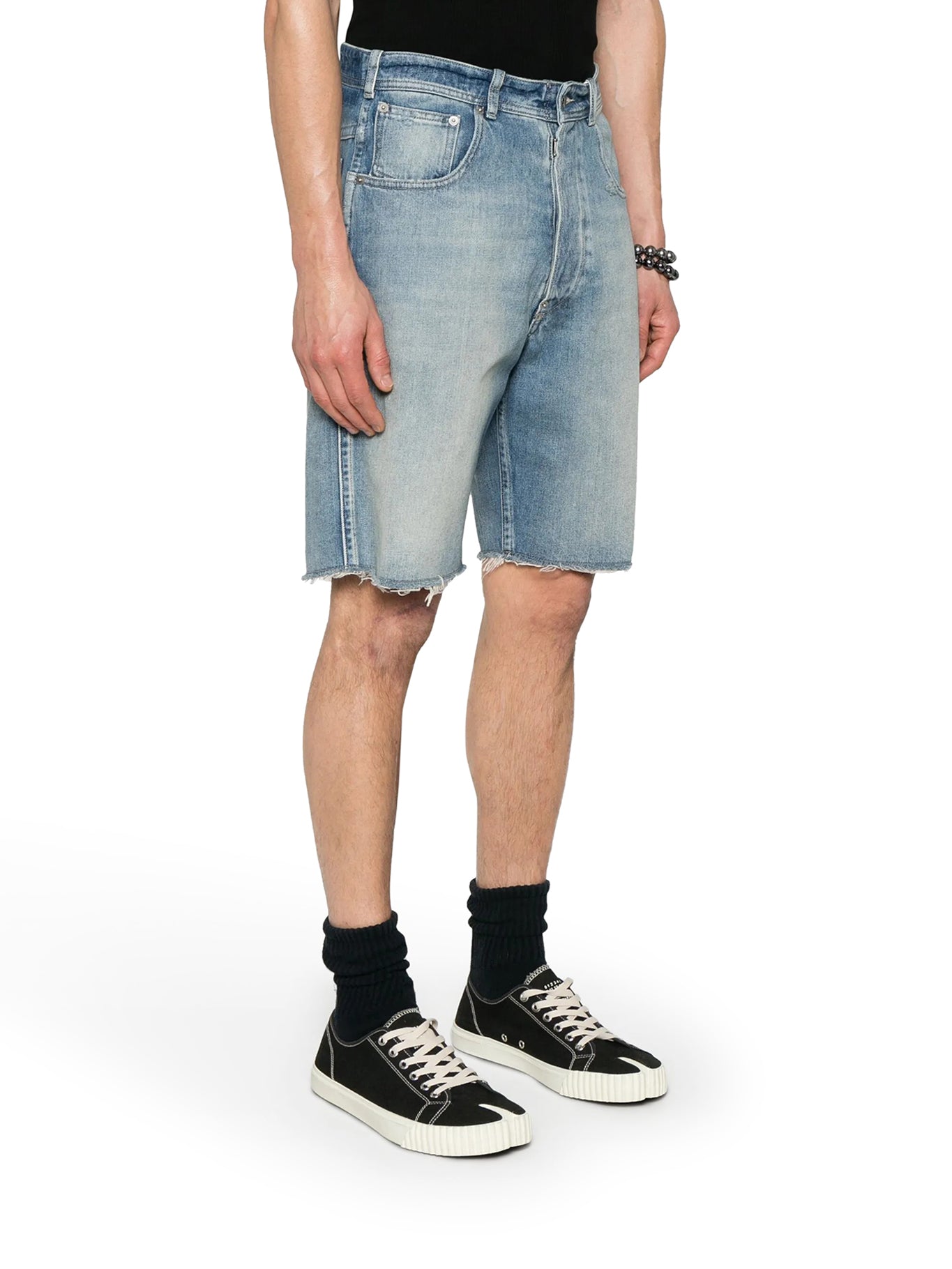 Maison Margiela Women's Denim Shorts in Light Blue - High Waisted Distressed Jeans Shorts for Summer | Casual Streetwear & Beach Outfits