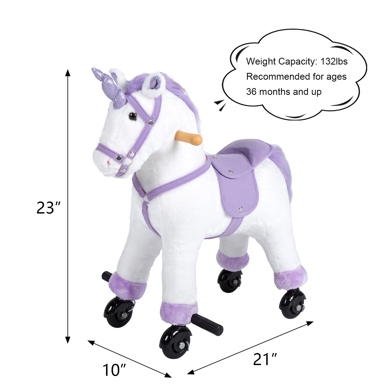 Kinfant Toddler Ride On Horse Toy with Wheels & Realistic Sounds - Purple Walking Animal Toy for Boys & Girls Ages 3-6 - Perfect for Indoor Play, Outdoor Adventures & Birthday Gifts