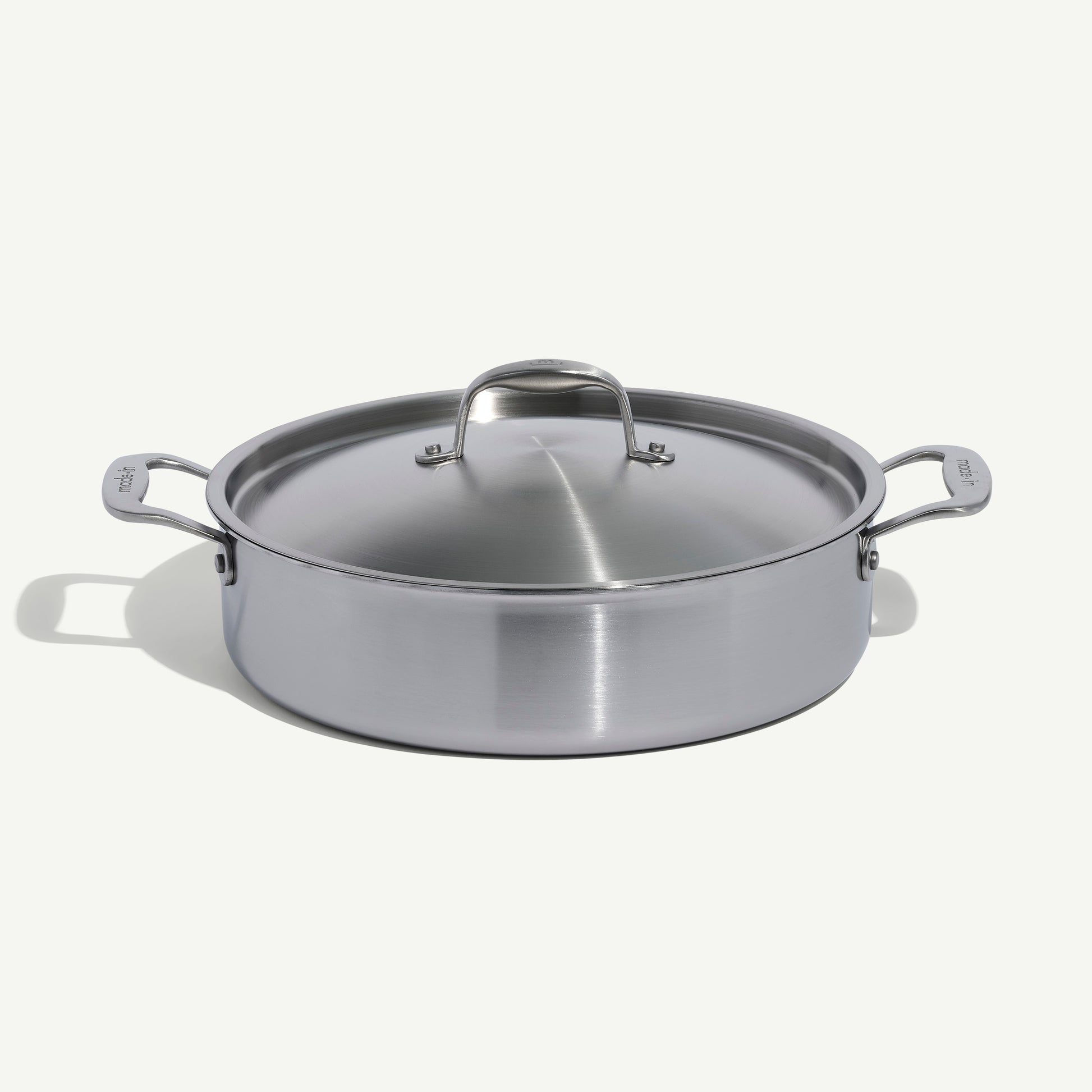 Premium 6 QT 5-Ply Stainless Steel Rondeau Pot - Professional Cookware Made in USA - Perfect for Braising, Stewing & Slow Cooking