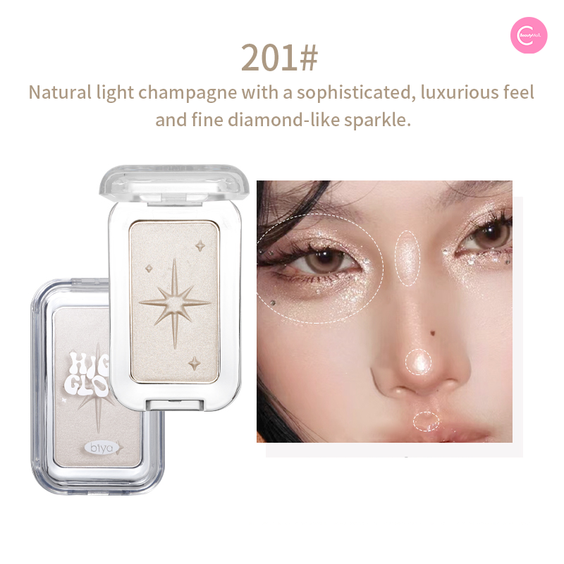 Biya Heartbeat Sniper 3D Highlighting Powder - Long Lasting Shimmer Makeup for Cheeks, Nose & Body - Perfect for Contouring, Night Out & Special Occasions