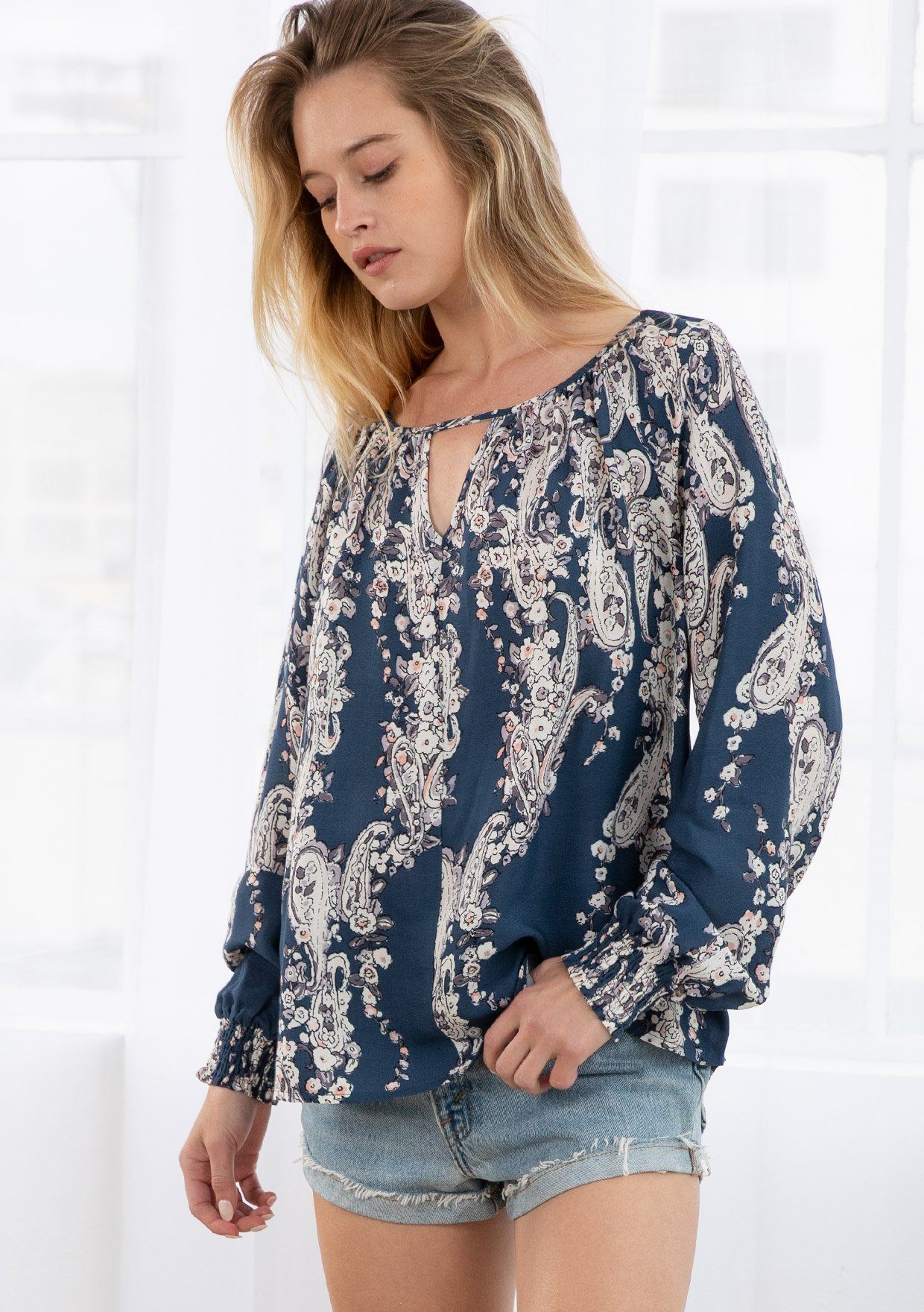 Floral Print Cassis Blouse for Women - Elegant Flowy Tops for Casual Outings, Office Wear & Summer Dresses