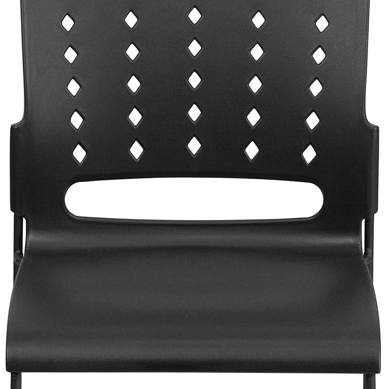 FLASH HERCULES Series 881 lb Capacity Black Sled Base Stackable Chair with Air Vent Back - Heavy Duty Folding Chairs for Events, Banquets, and Conference Rooms