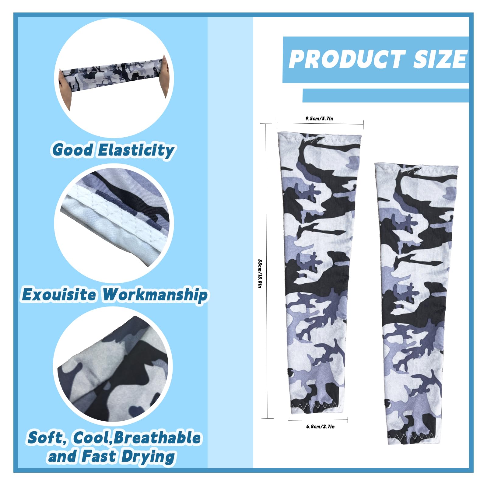 Kids Baseball & Basketball Arm Sleeves - 6 Pairs Youth Elbow Compression Sleeves for Sports Protection & Sun Protection | Perfect for Baseball, Basketball, Outdoor Activities & UV Protection