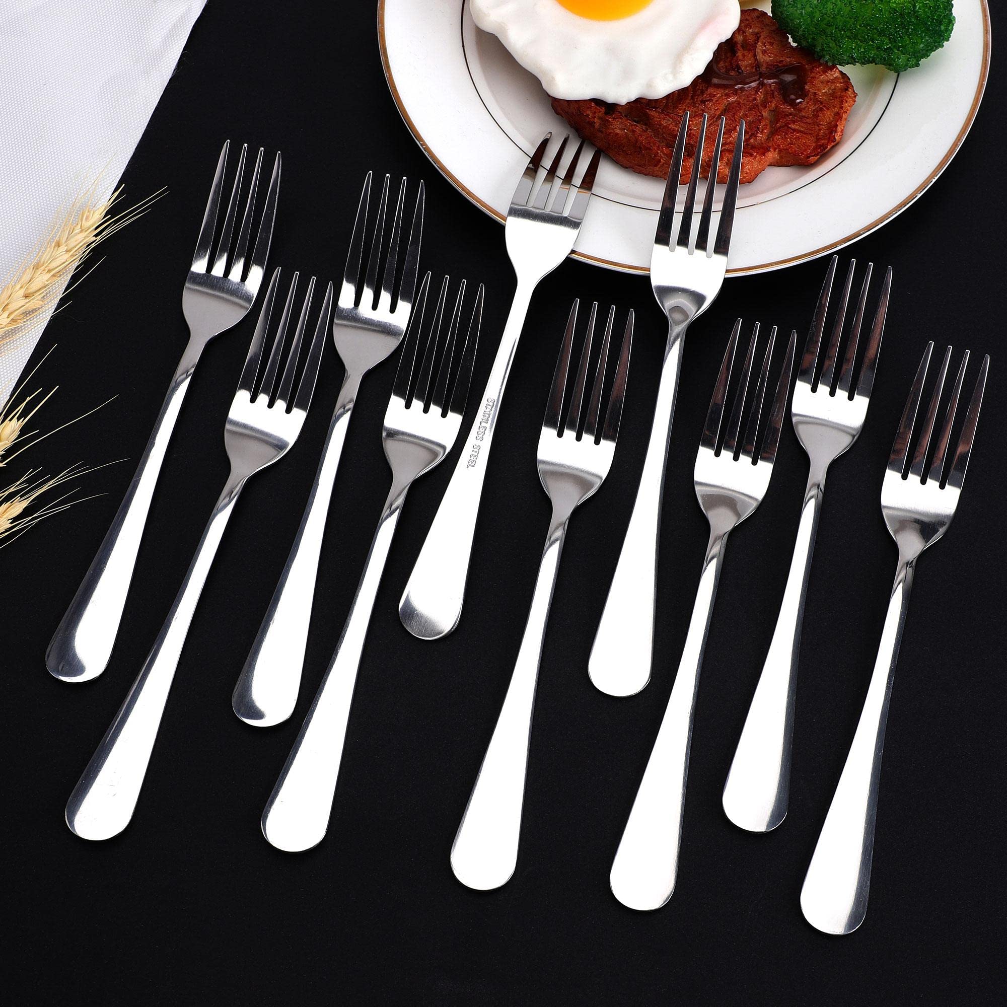 uxcell 12-Piece Stainless Steel Dinner Forks Set - 7.5 Inch Household Cutlery for Steak, Salad, Dessert & Fruit | Durable Tableware for Restaurants, Parties & Everyday Dining