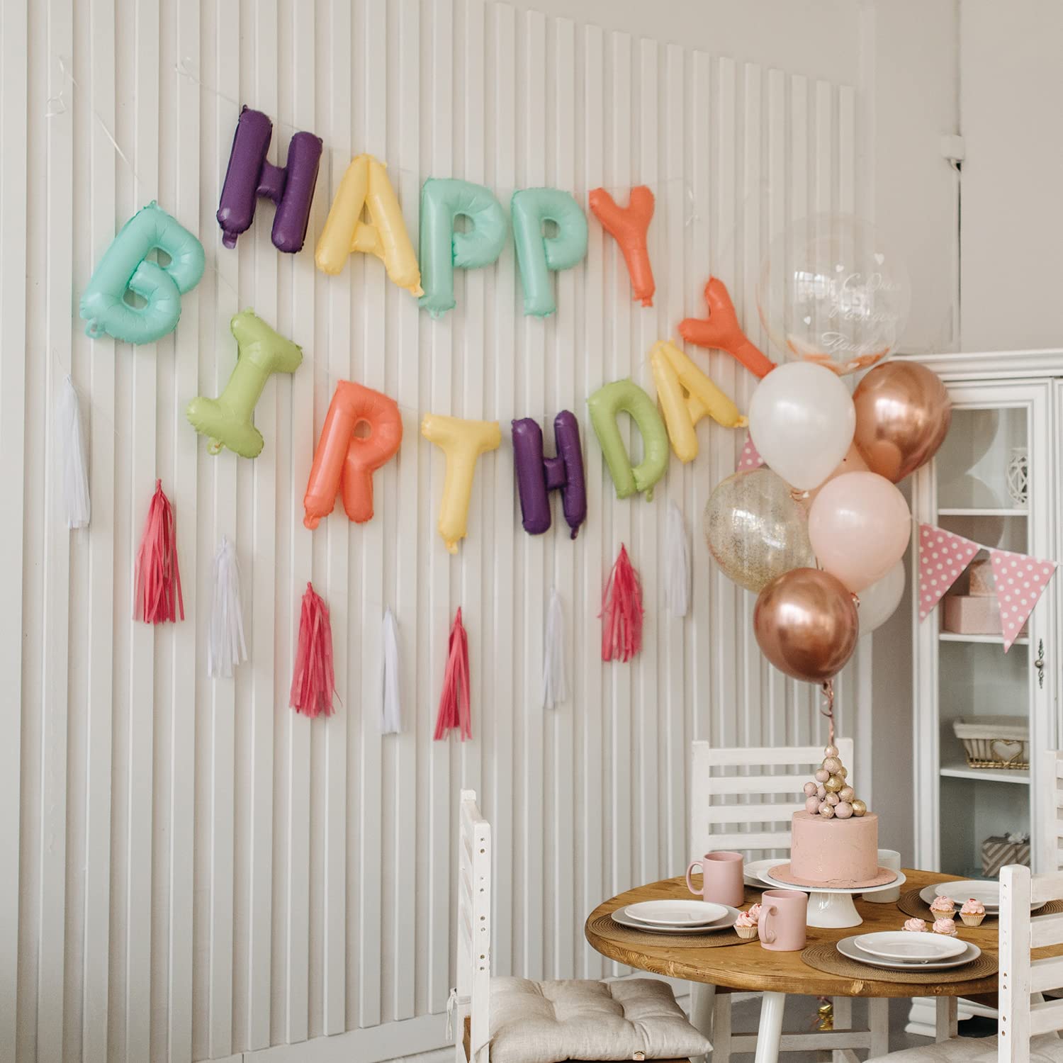 13 Happy Birthday Mylar Foil Balloon Banner with Inflating Straw - 16 Inch (41cm) Baby Blue Party Decorations for Birthday Celebrations, Baby Showers & Special Events