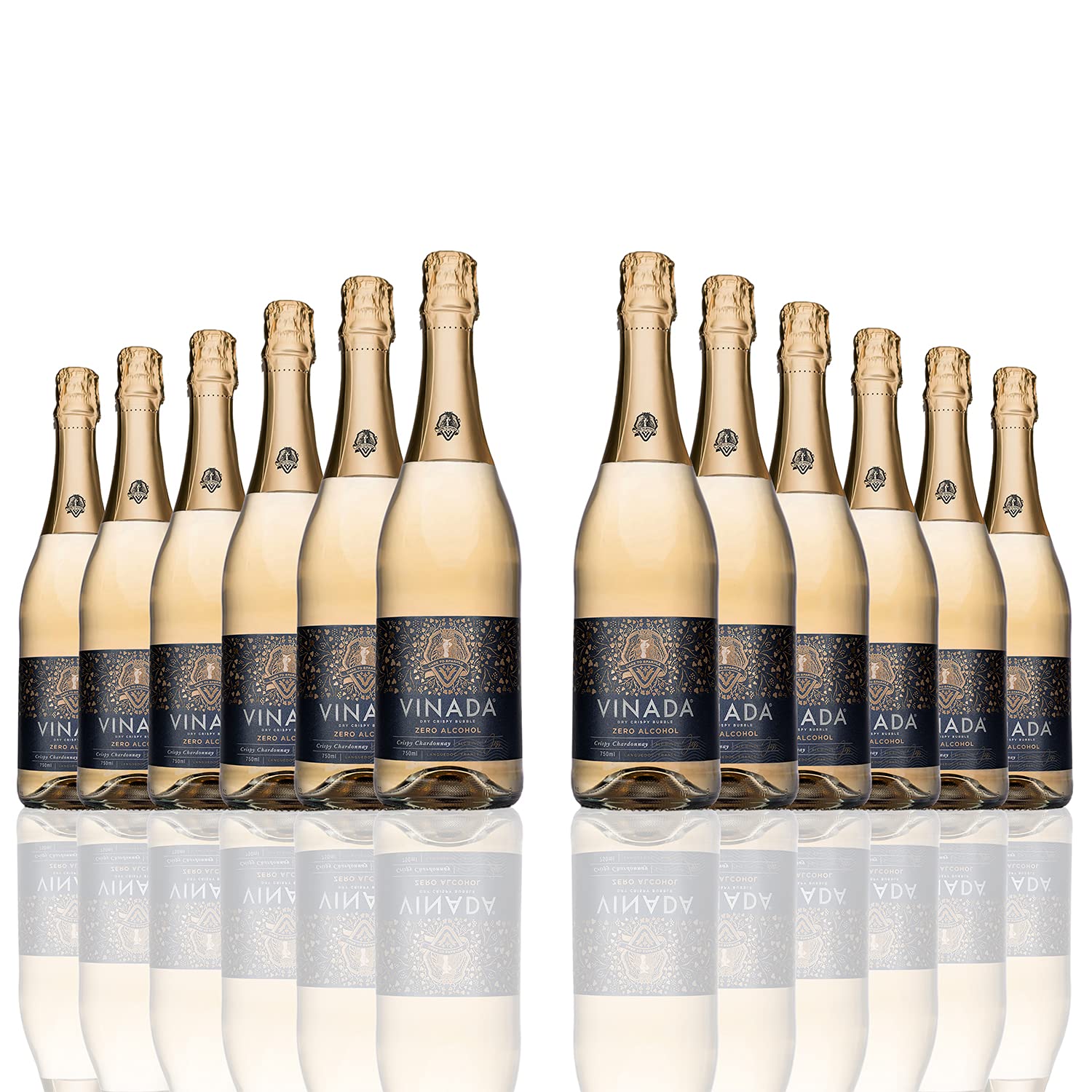VINADA Crispy Chardonnay Non-Alcoholic Wine - 750ml (12 Bottles) | Premium Alcohol-Free White Wine Alternative for Parties, Gifts & Healthy Lifestyle