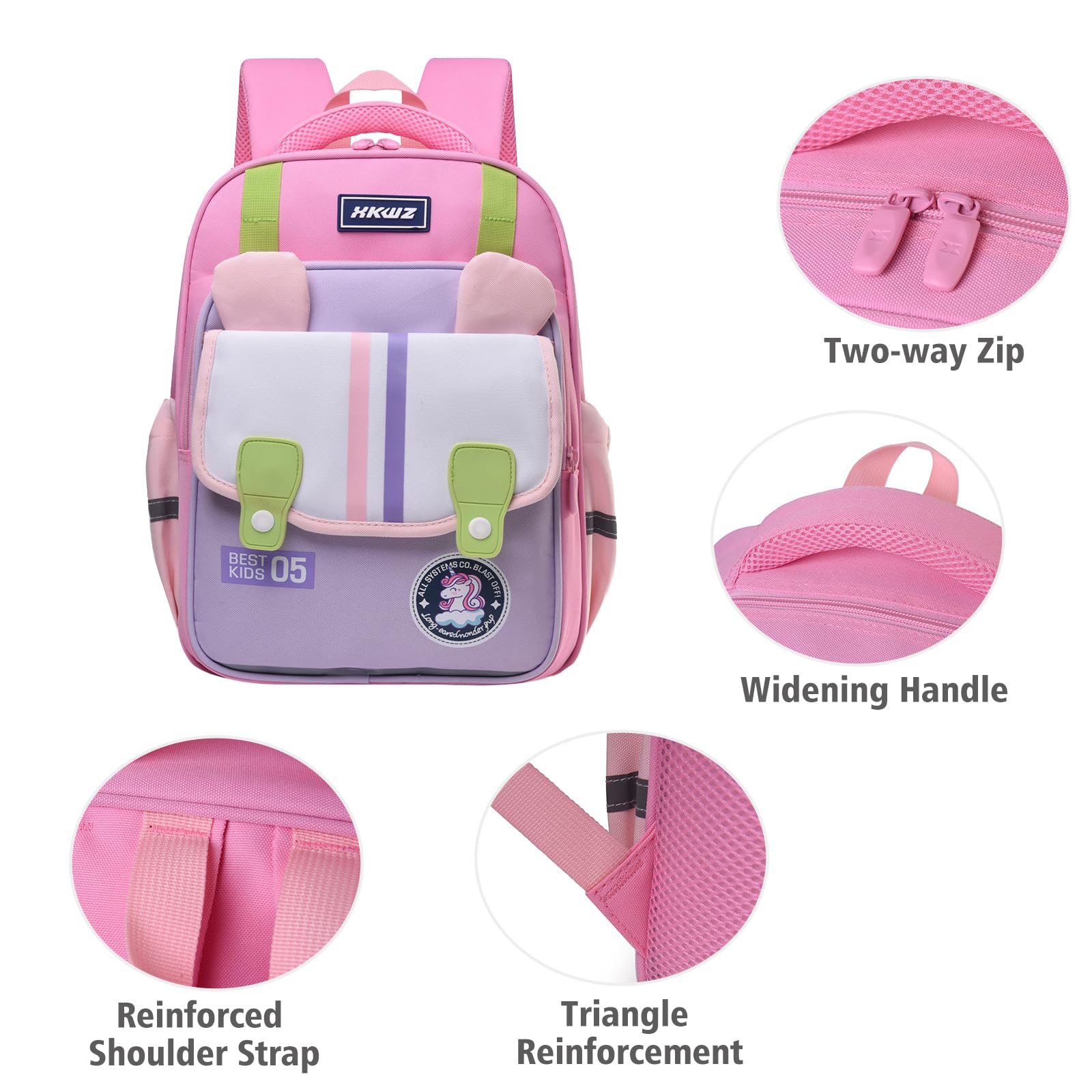 Digi4U Lightweight Kids Backpack for School - Pink Medium Size Backpack for Elementary Students, Girls & Boys | Perfect for Daily School Use, Travel & Outdoor Activities
