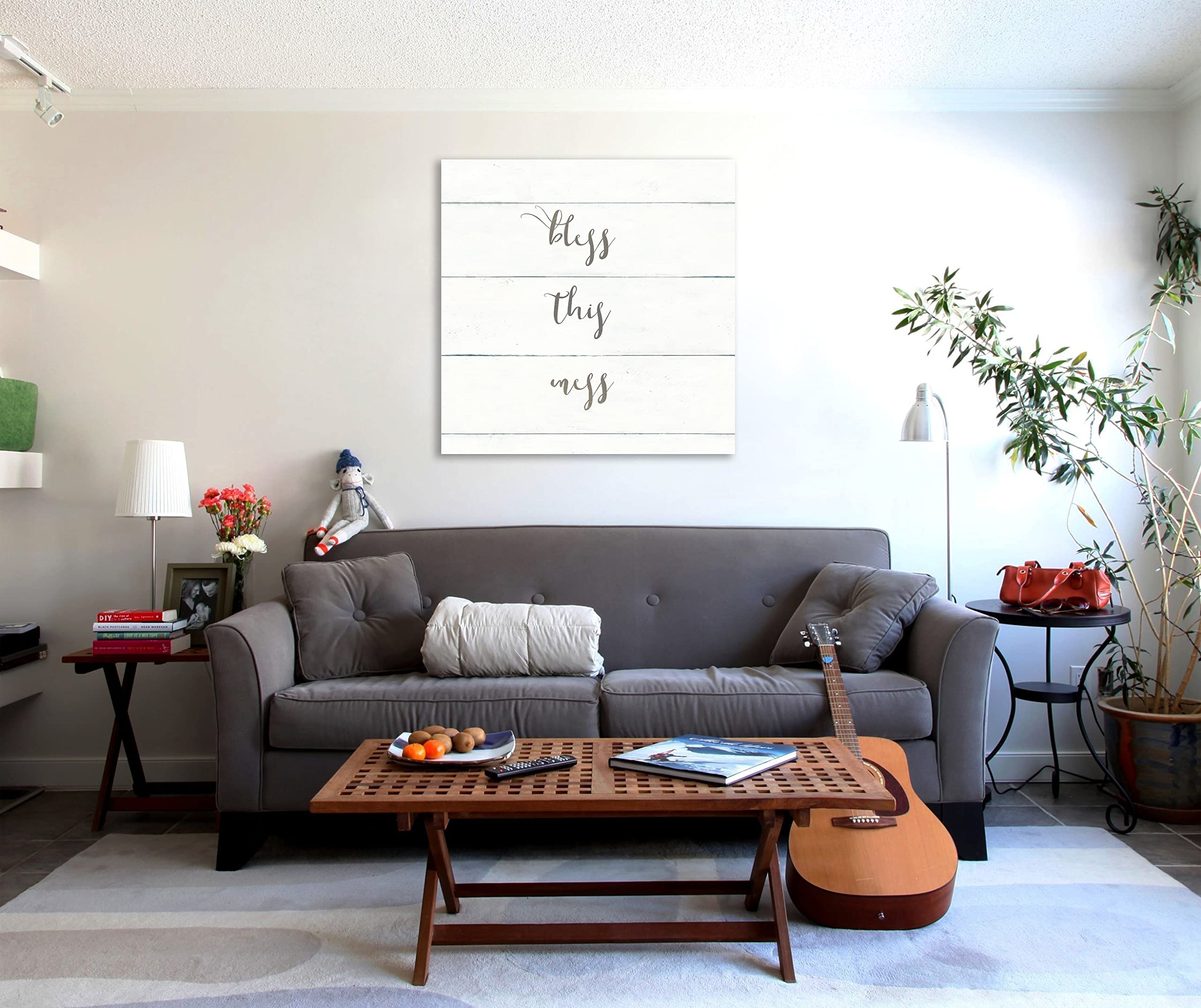 Jaxson Rea 'Home Sweet Home II' Shiplap Gallery Wrapped Canvas Art Print - 30x30 Inch Farmhouse Wall Decor - Perfect for Living Room, Bedroom & Office
