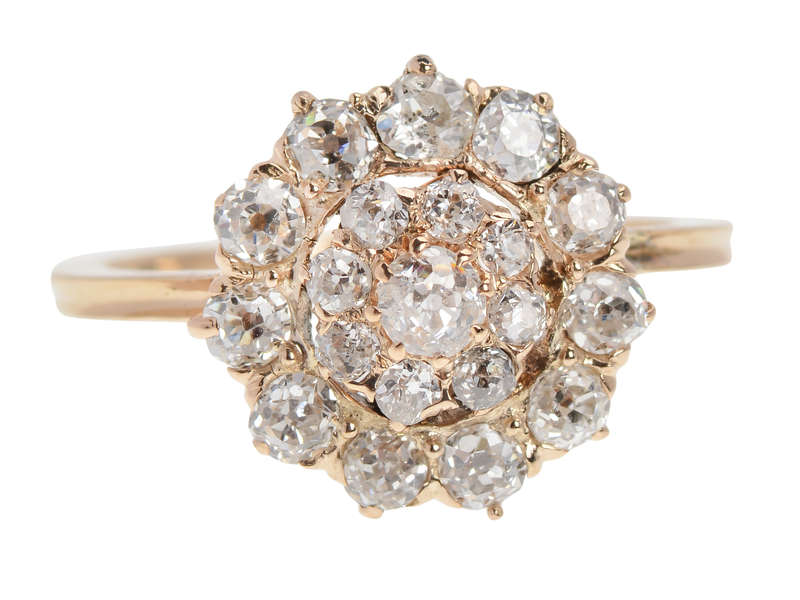 Exquisite Antique Diamond Cluster Ring - Vintage Elegance for Weddings, Anniversaries & Special Occasions