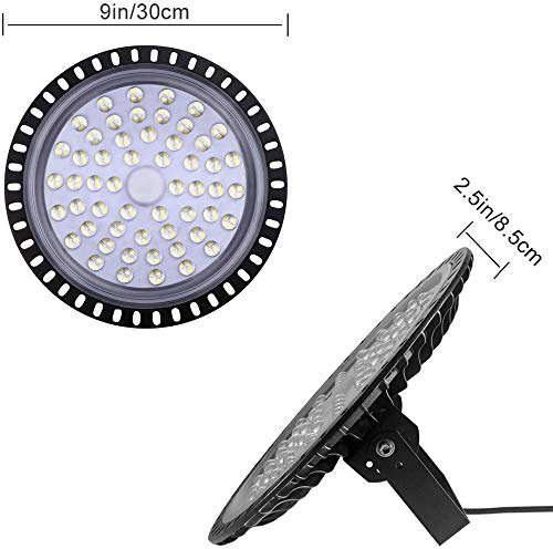 200W UFO LED High Bay Lights 20000LM, 6000K-6500K Daylight White Ultra Thin Shop Lighting for Warehouse, Garage, Barn, Workshop, Gym, Factory, Supermarket, Stadium