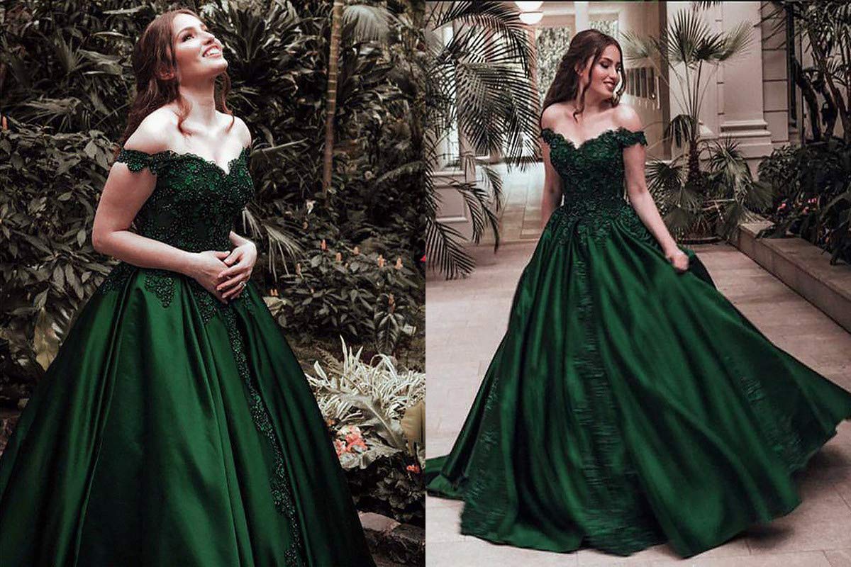 Kivary Off The Shoulder V Neck Beaded Lace Long Ball Gown Prom Evening Dresses for Women - Elegant Formal Gown for Homecoming, Wedding Guest, Red Carpet & Special Occasions