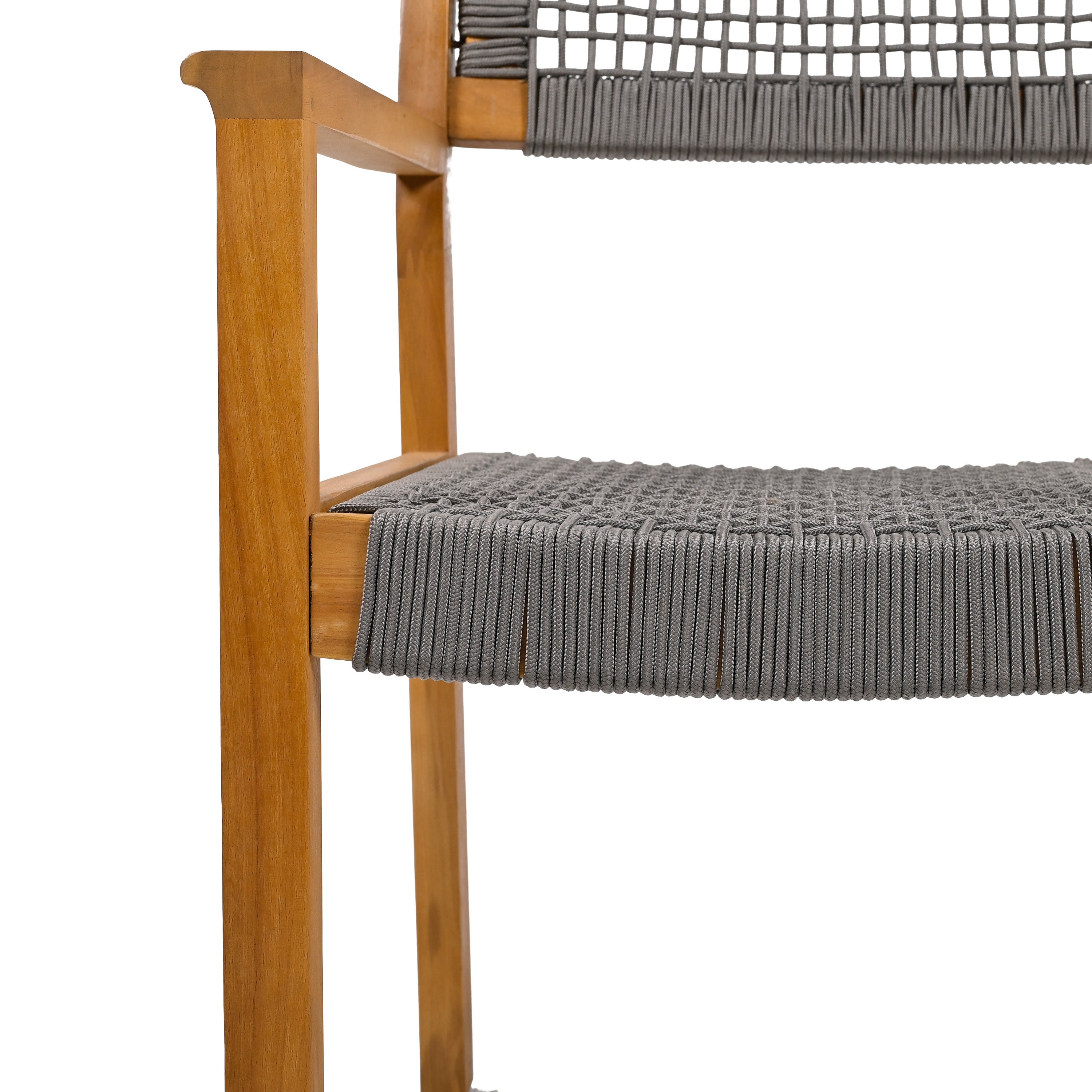Braided Dining Chair - Dark Grey Woven Rattan Seat, Modern Boho Style for Kitchen, Dining Room, Patio & Outdoor Use