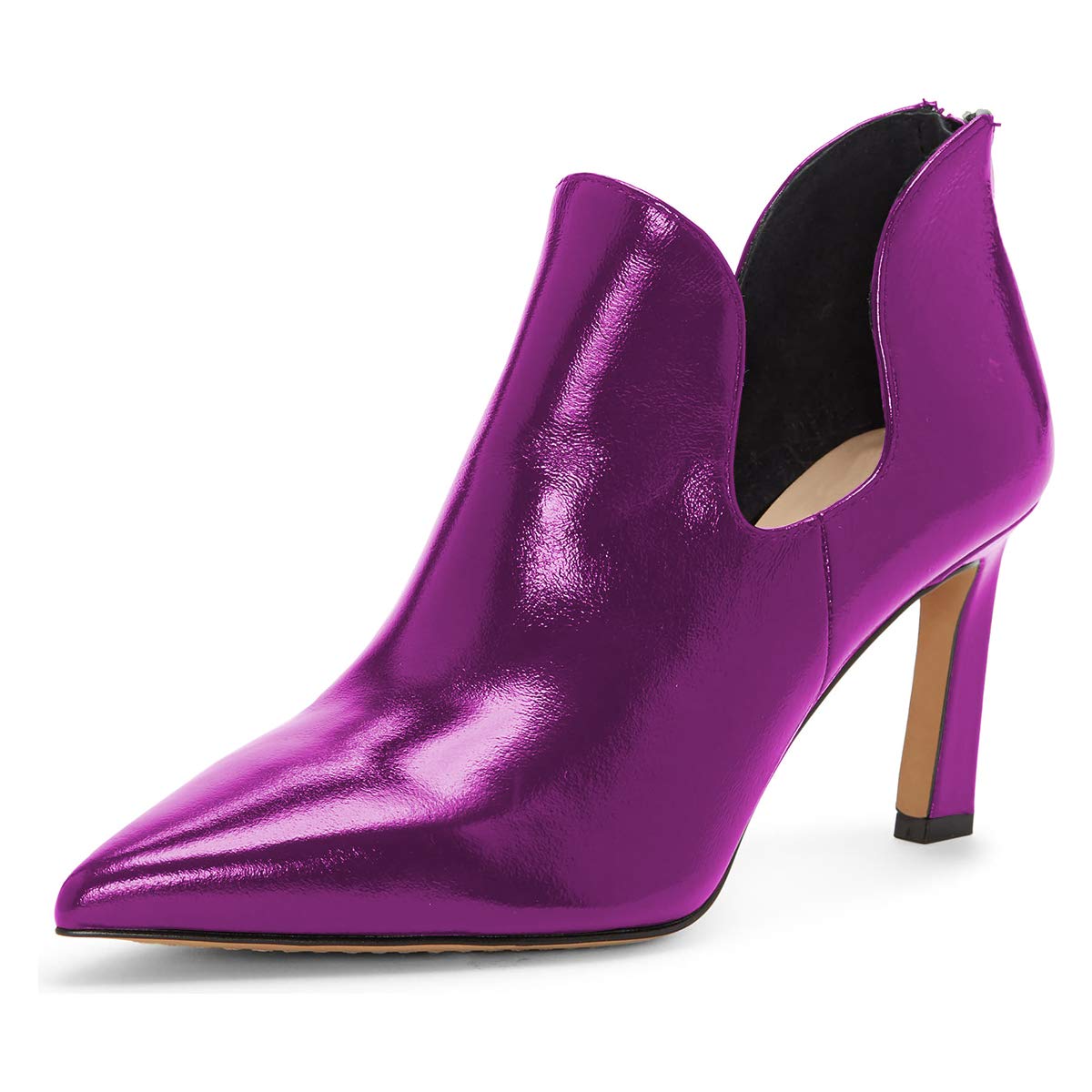 YDN Women's Retro Cut Out Zipper Ankle Boots Pointed Toe Thick High Heel Booties Snake Print Shoes for Party, Night Out & Office Wear