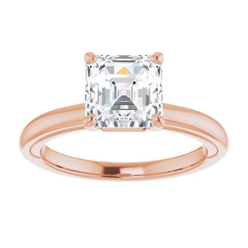 **10K Solid Rose Gold Moissanite Engagement Ring - 2.00 CT Asscher Cut Handmade Wedding Band for Women, Bridal Proposal Jewelry - Perfect for Anniversaries, Valentine's Day & Special Occasions**