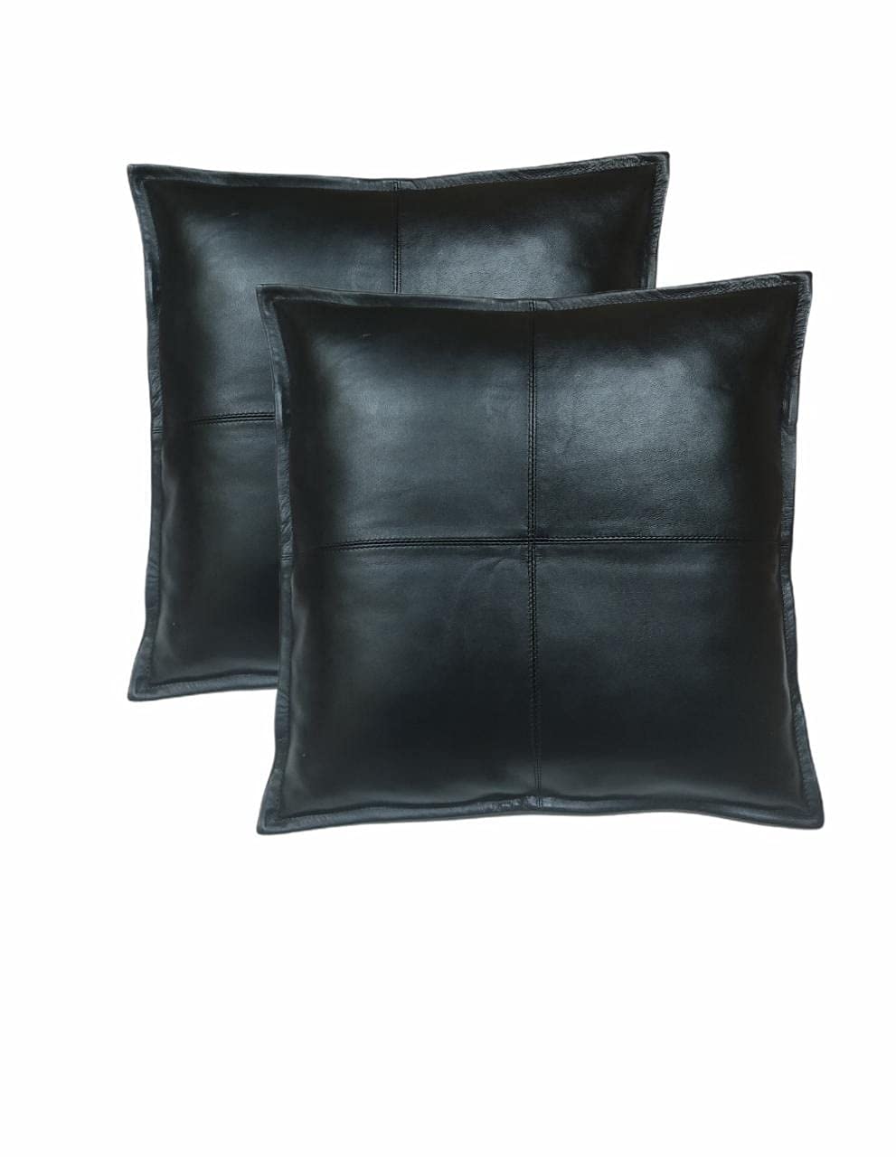 Premium Lambskin Leather Pillow Covers 20x20 Inches - Soft Sofa Cushion Cases, Luxury Decorative Throw Pillow Covers for Living Room, Bedroom, Office - Black (Pack of 2) - Perfect for Home Decor & Cozy Comfort