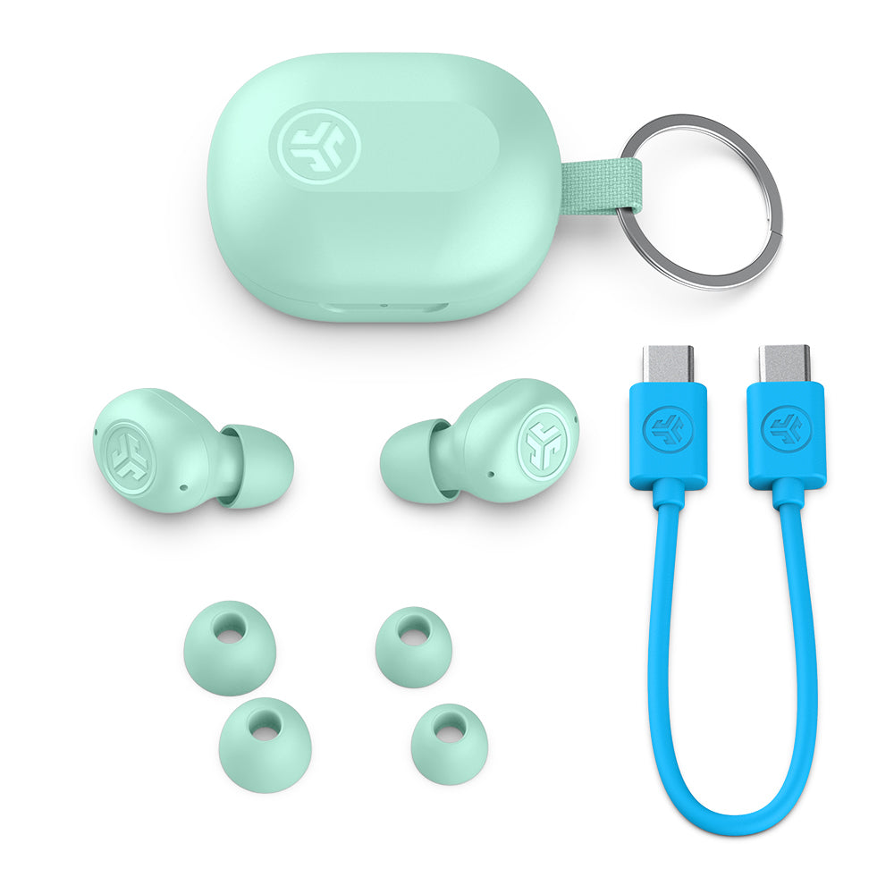 JBuds Mini True Wireless Earbuds - Bluetooth 5.0, Noise Cancelling, IPX5 Waterproof, 24H Playtime - Perfect for Gym, Running & Workouts (Mint Green)