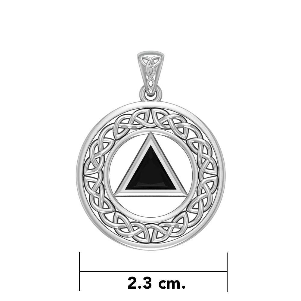 Celtic Sterling Silver AA Recovery Pendant - 925 Silver Sobriety Jewelry for Alcoholics Anonymous - Perfect for 12-Step Meetings & Addiction Recovery Support