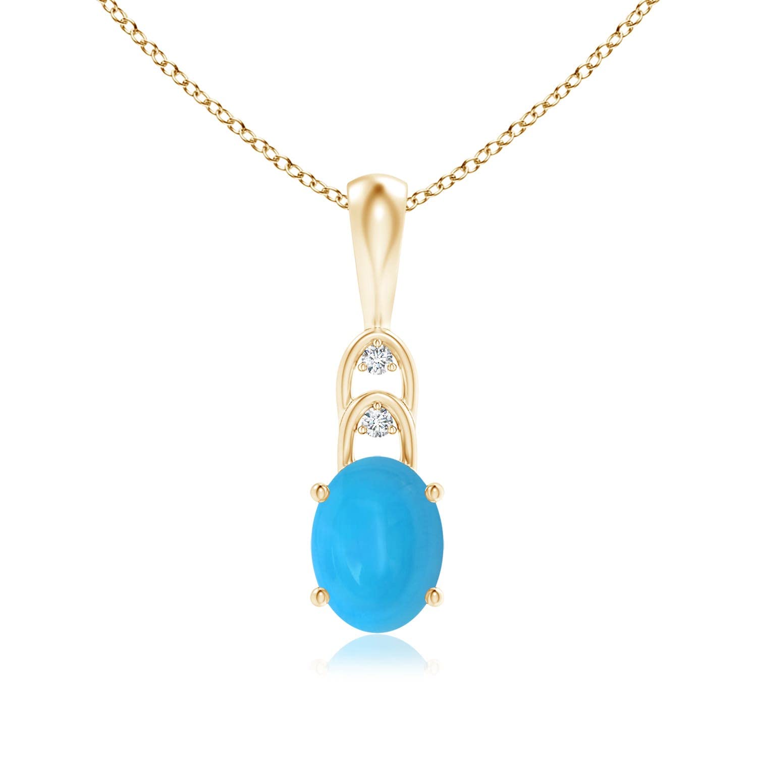 Angara Natural Turquoise Solitaire Pendant Necklace for Women - 14K Solid Gold or Sterling Silver | Elegant Jewelry Gift for Her | Birthday, Anniversary, Wedding Present | Perfect for Everyday Wear, Date Nights & Special Occasions