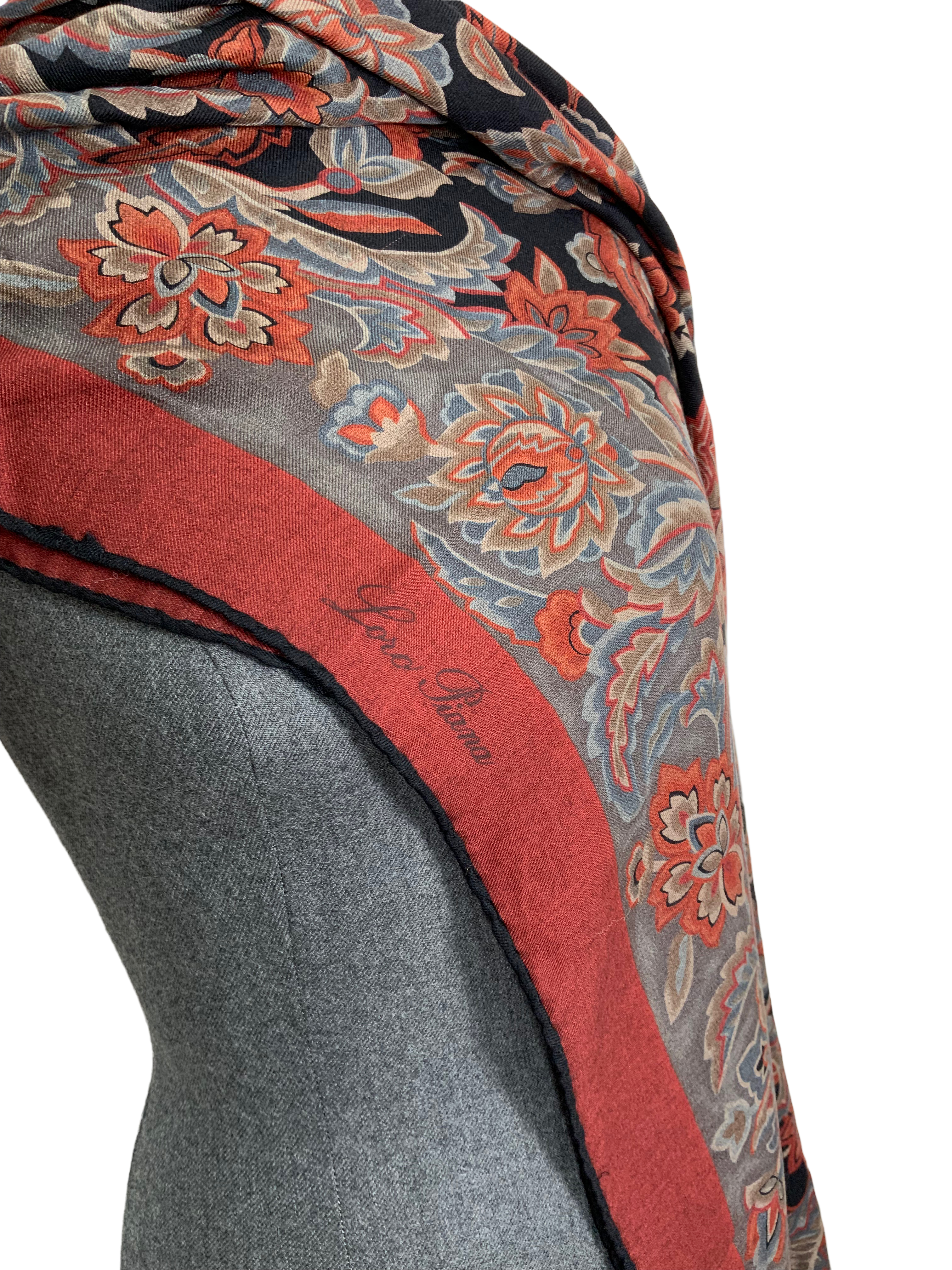 Loro Piana Floral Cashmere Shawl Scarf - Luxury Soft Wrap for Women, Elegant Winter Accessory for Parties, Weddings & Travel