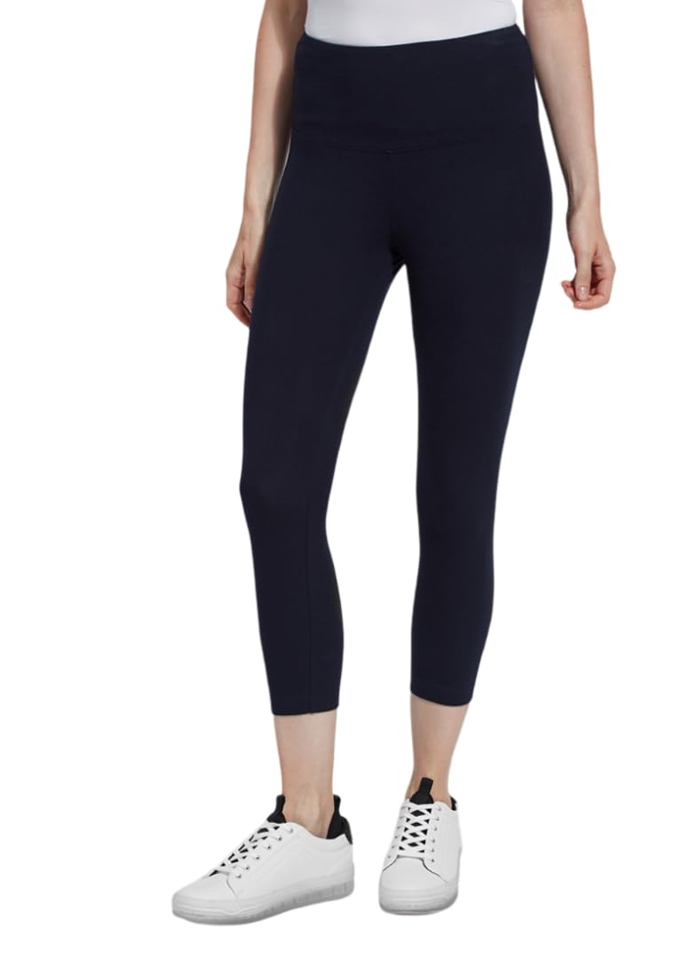Lyssé Women's Cotton Cropped Leggings - Soft Breathable Cotton Spandex Yoga Pants for Workout, Running & Lounge Wear